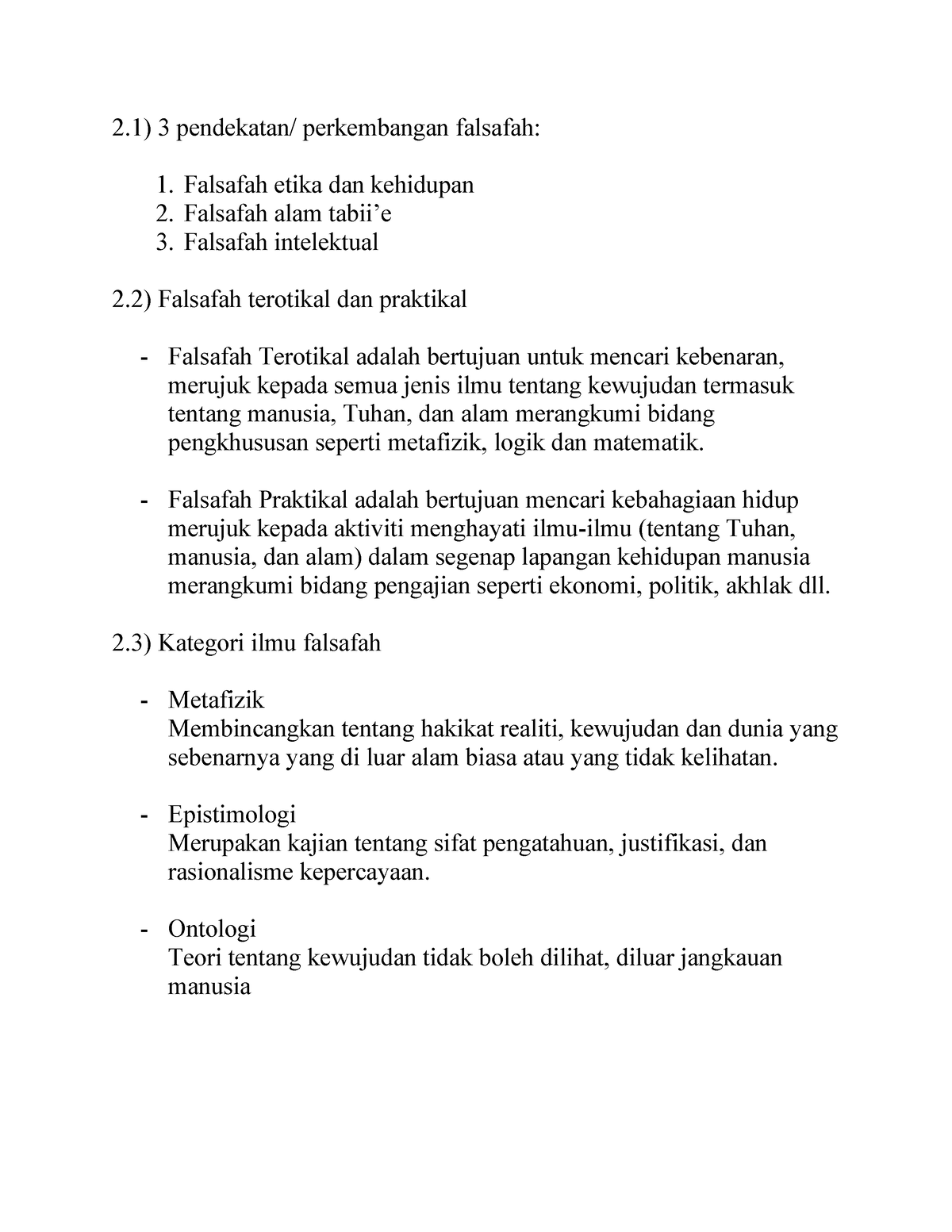 Latihan CTU - None - 3 Pendekatan/ Perkembangan Falsafah: Falsafah ...