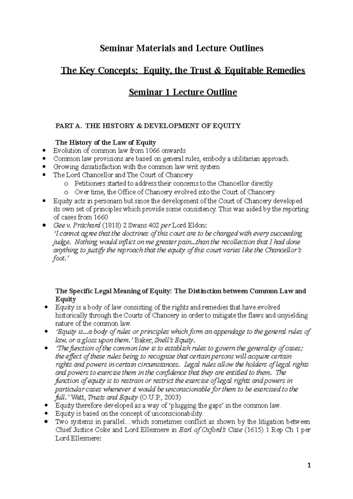 Lecture 2 Handout - The Key Concepts- Equity the Trust & Equitable ...