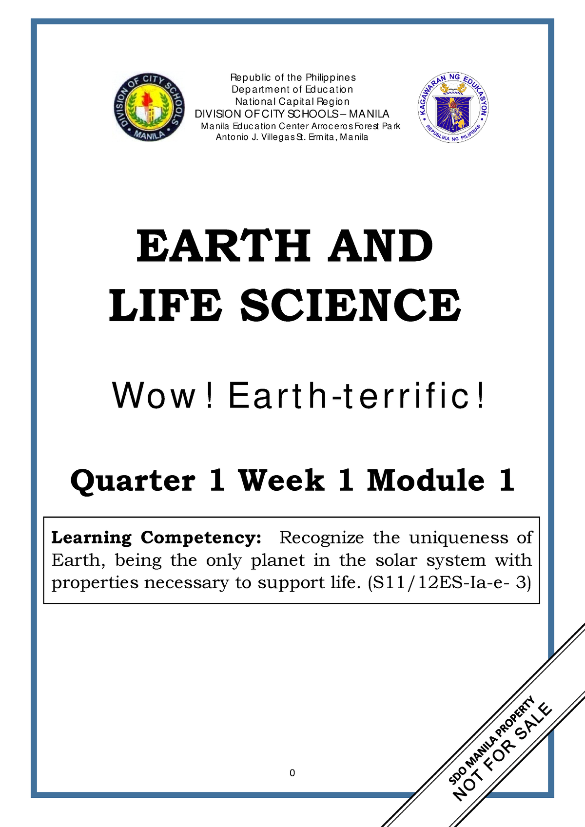 Science Q1 W1 Mod1 Earth And Life Science (Planet Earth) - Re P Ub Lic ...