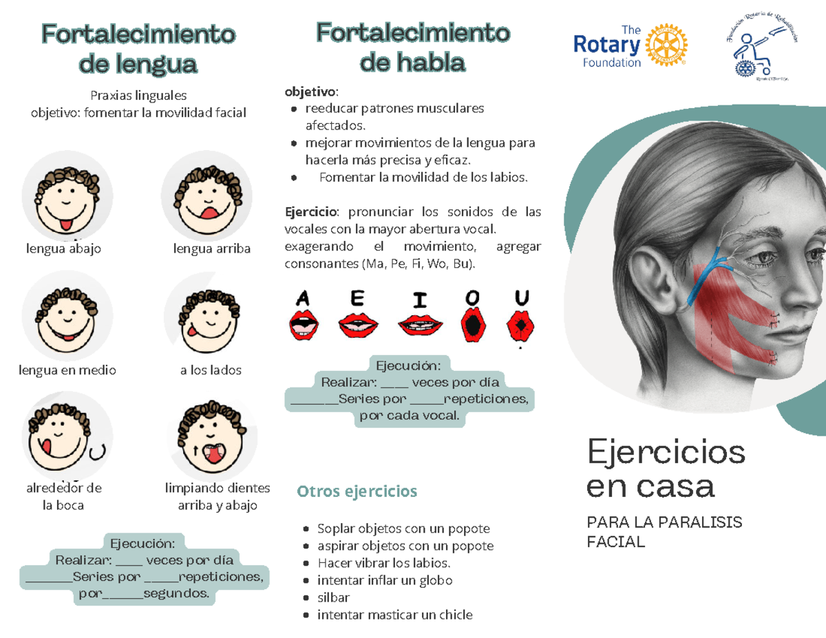 Paralisis facial triptico - Ejercicios en casa PARA LA PARALISIS FACIAL