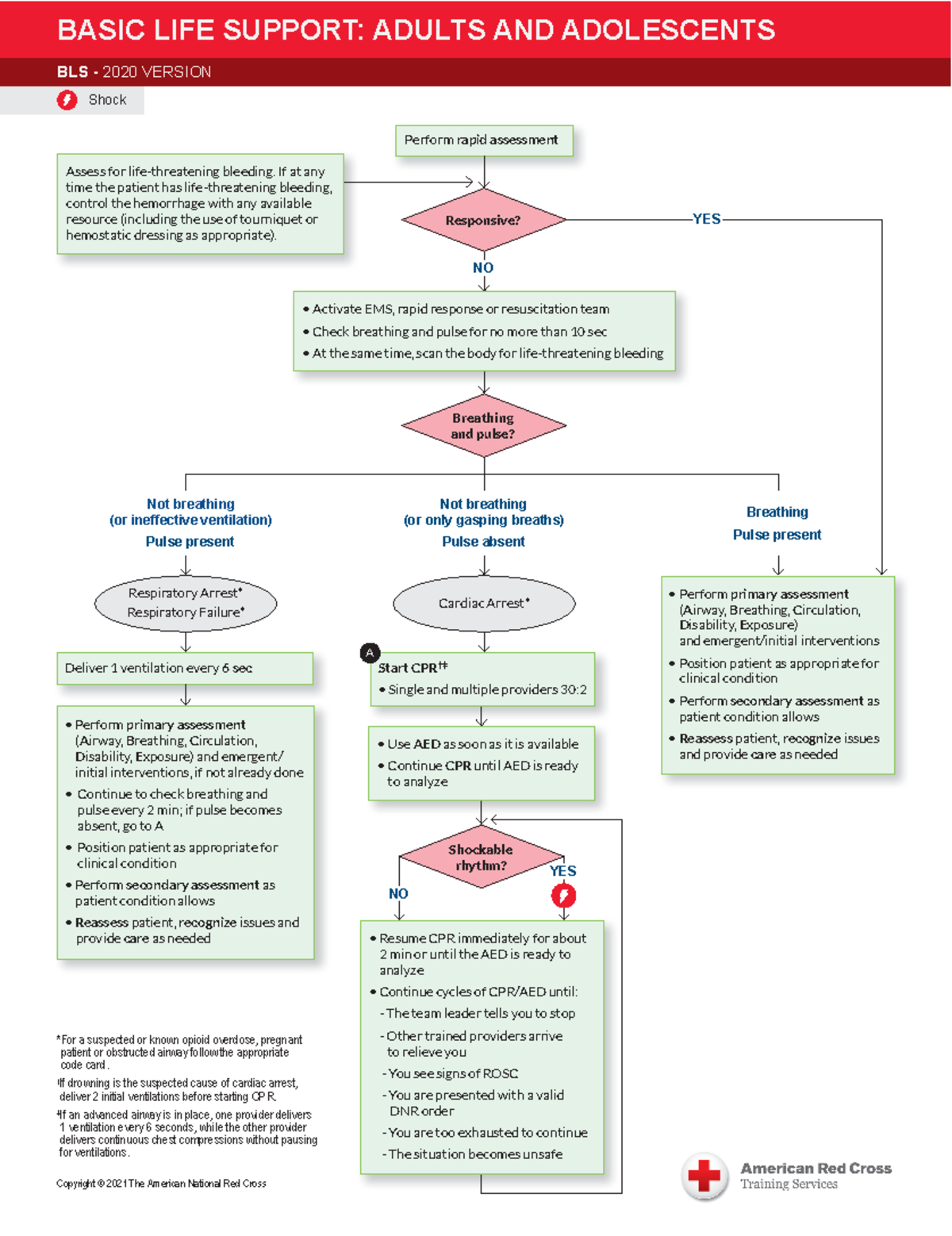 Use the Basic Life Support- Adult and Adolescents code card - Copyright ...