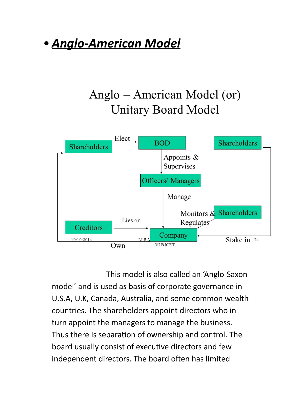 Mdl1 Anglo American Model Of Cg • Anglo American Model This Model Is Also Called An ‘anglo 2823