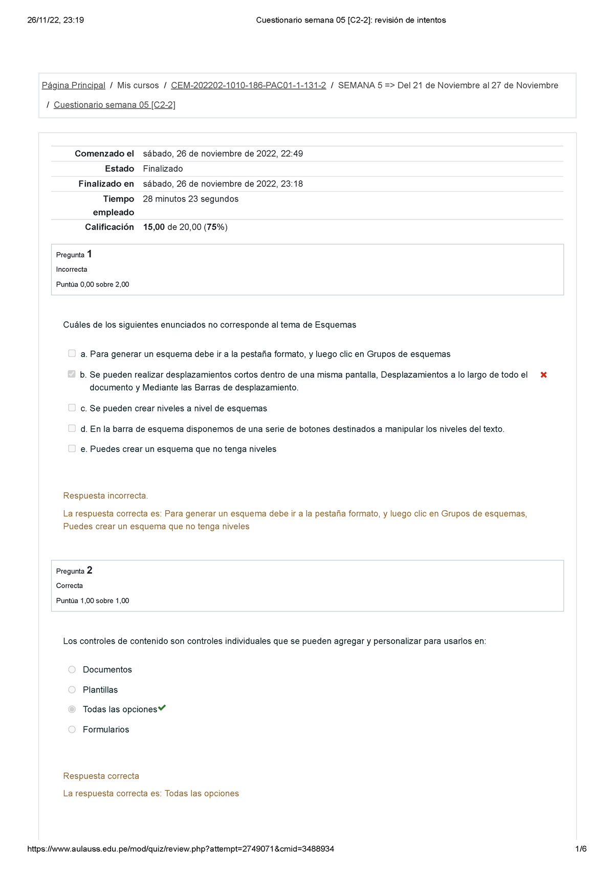 Cuestionario Semana 05 [C2-2] Revisión De Intentos - Página Principal ...
