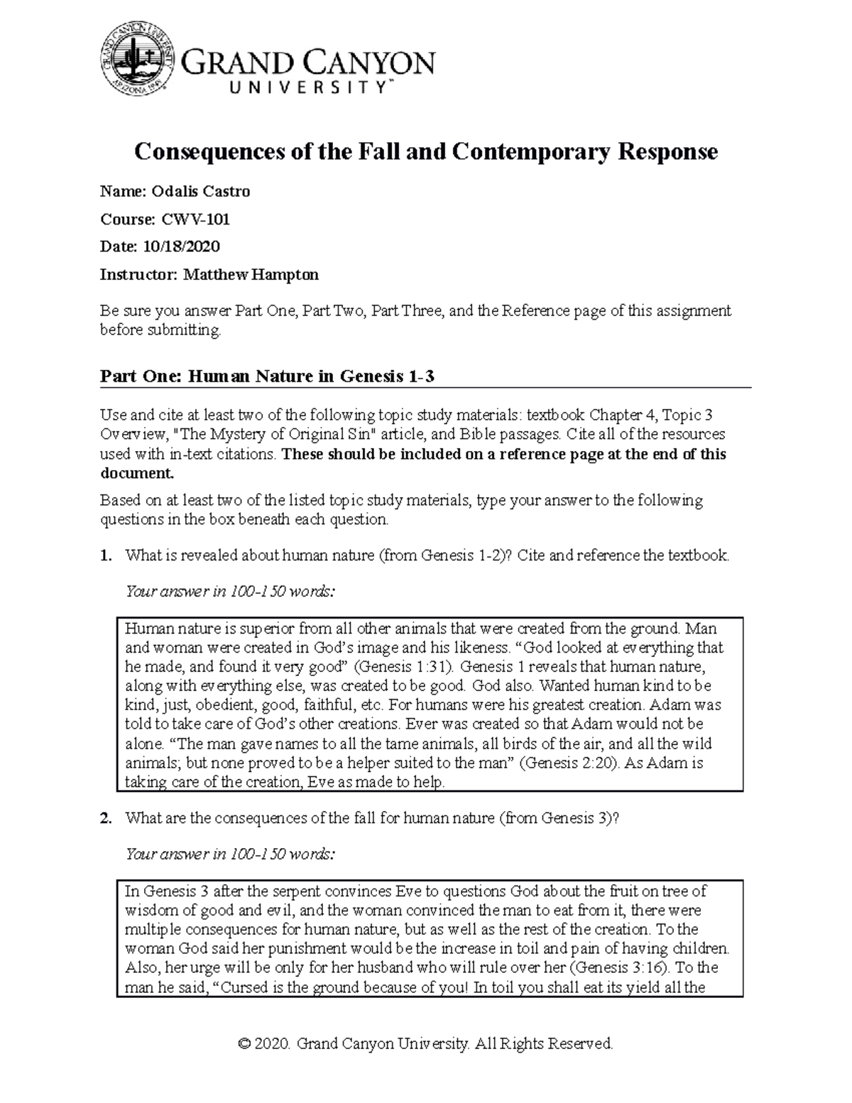 Cwv 101 301 Rs T3conseq Of The Fall Contemporary Response Online Studocu