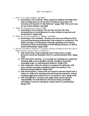EDU 190 Ch. 7 Assignment - Chapter 7 Assignment How has the field of ...