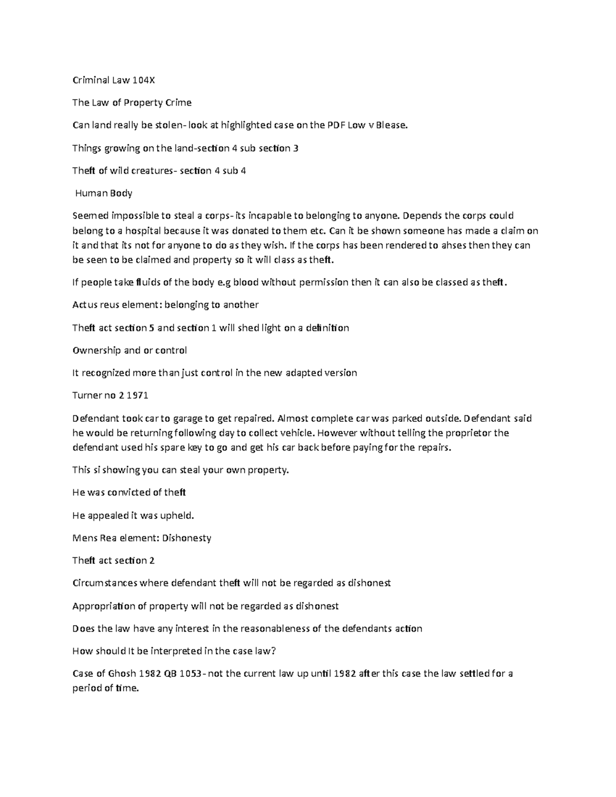 Criminal Law 104X - Lecture Notes - Criminal Law 104X The Law of ...