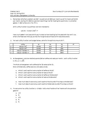 PS2 101 - homework - Problem Set 2 Econ 101 Spring 2016 Arik Levinson ...