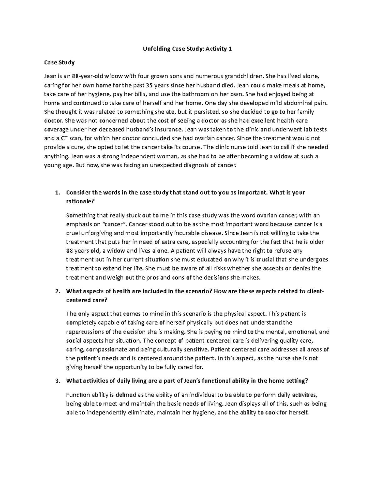 unfolding case study activity 1