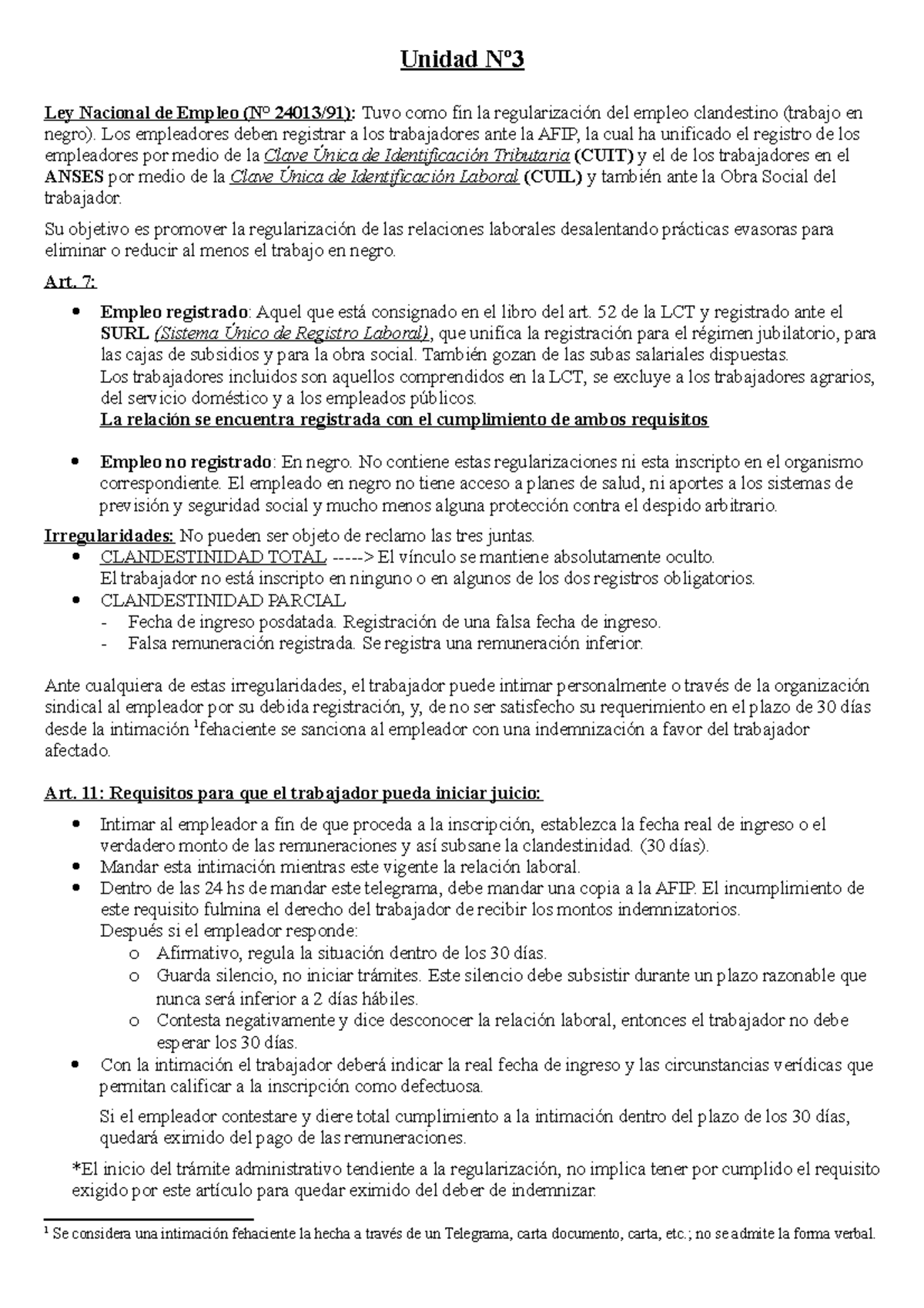 Unidad 3 - Resumen derecho laboral y previsional - Unidad Nº Ley ...