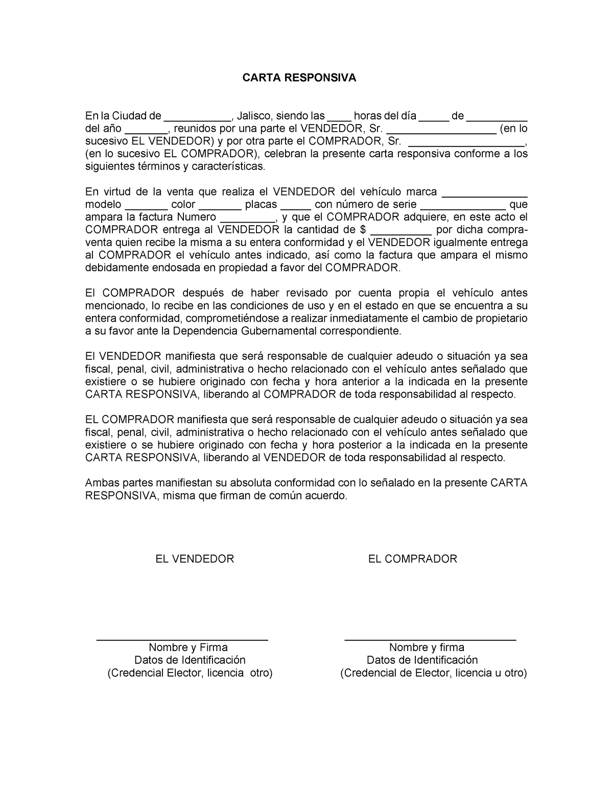 Carta Responsiva Autos Carta Responsiva En La Ciudad 9336