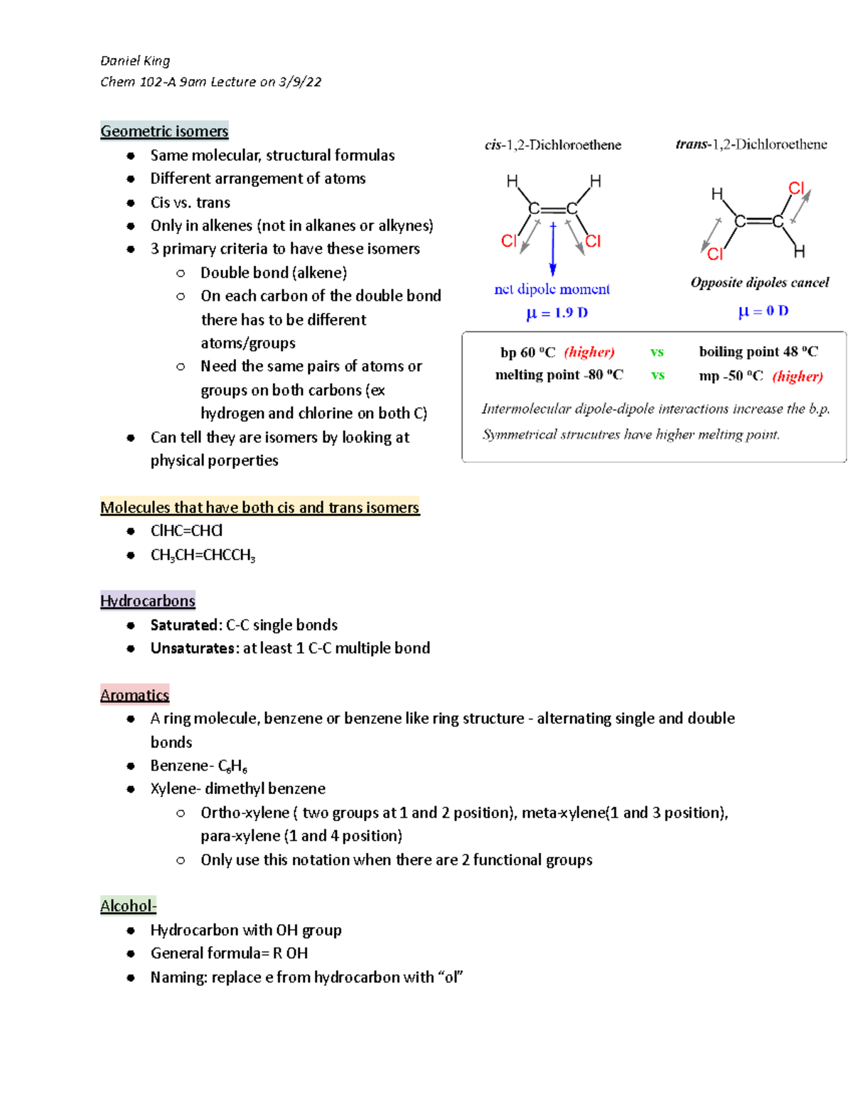 Chem 102 A Lecture On 3 9 22 Chem 102 Studocu
