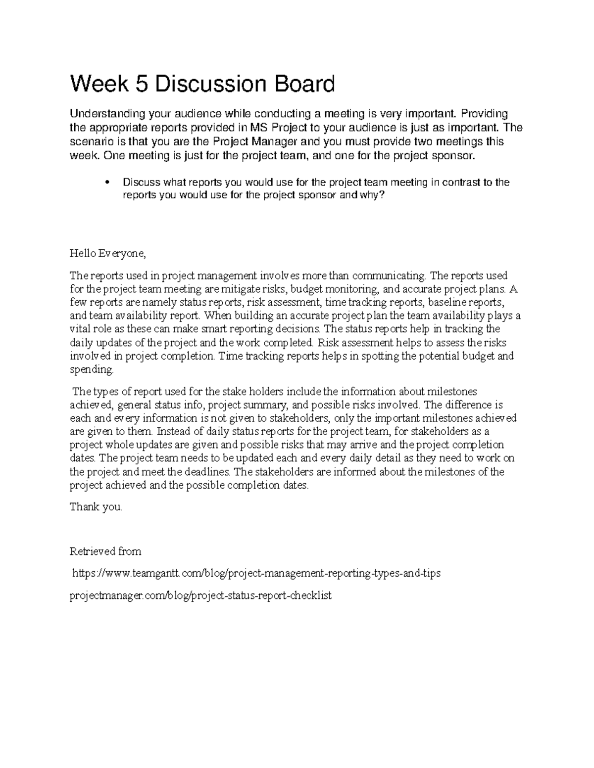 DB week 5 - IPM 6010 Week 5 Discussion Board with resources ~2021 ...