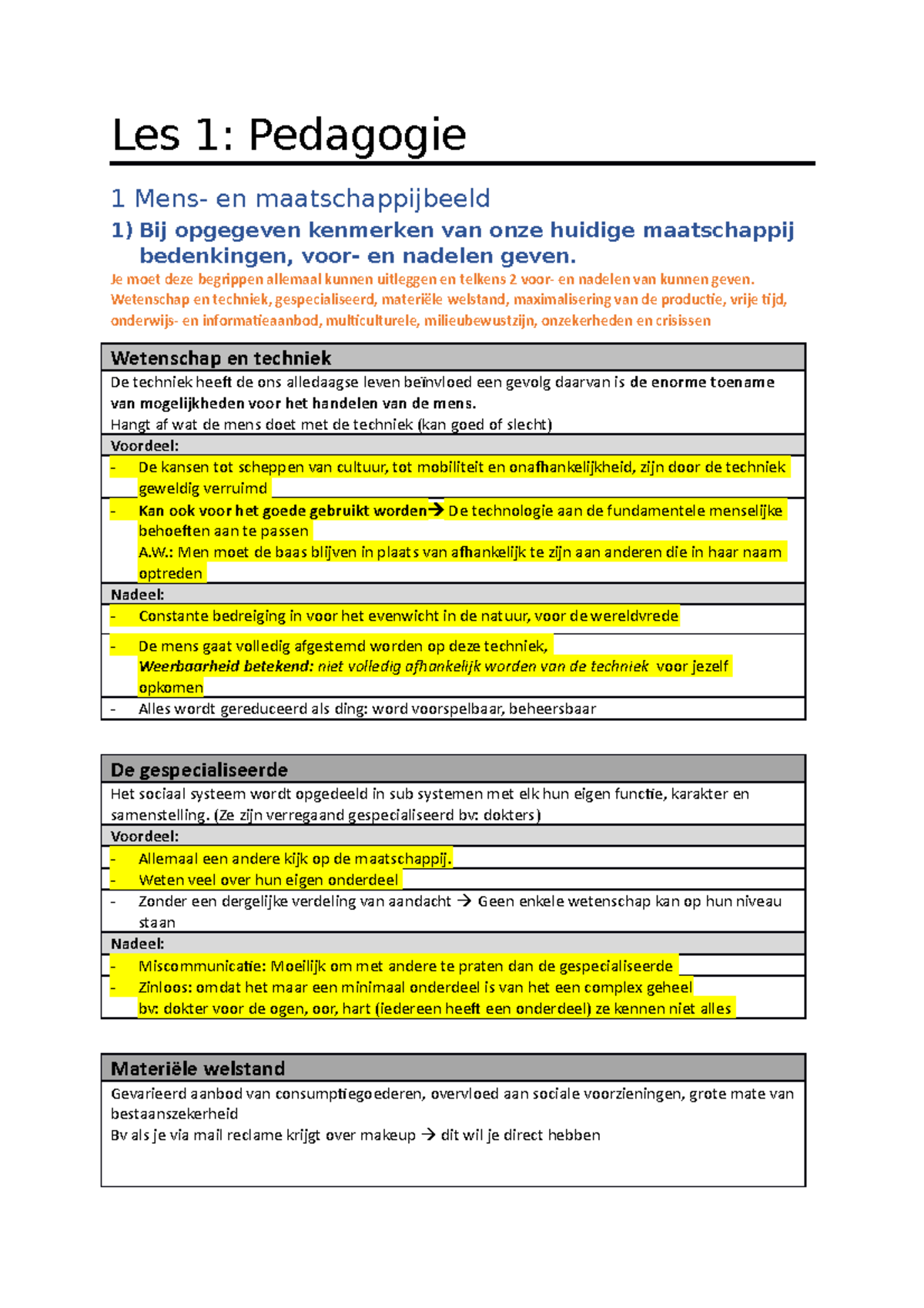 Samenvatting Pedagogie - Les 1: Pedagogie 1 Mens- En Maatschappijbeeld ...