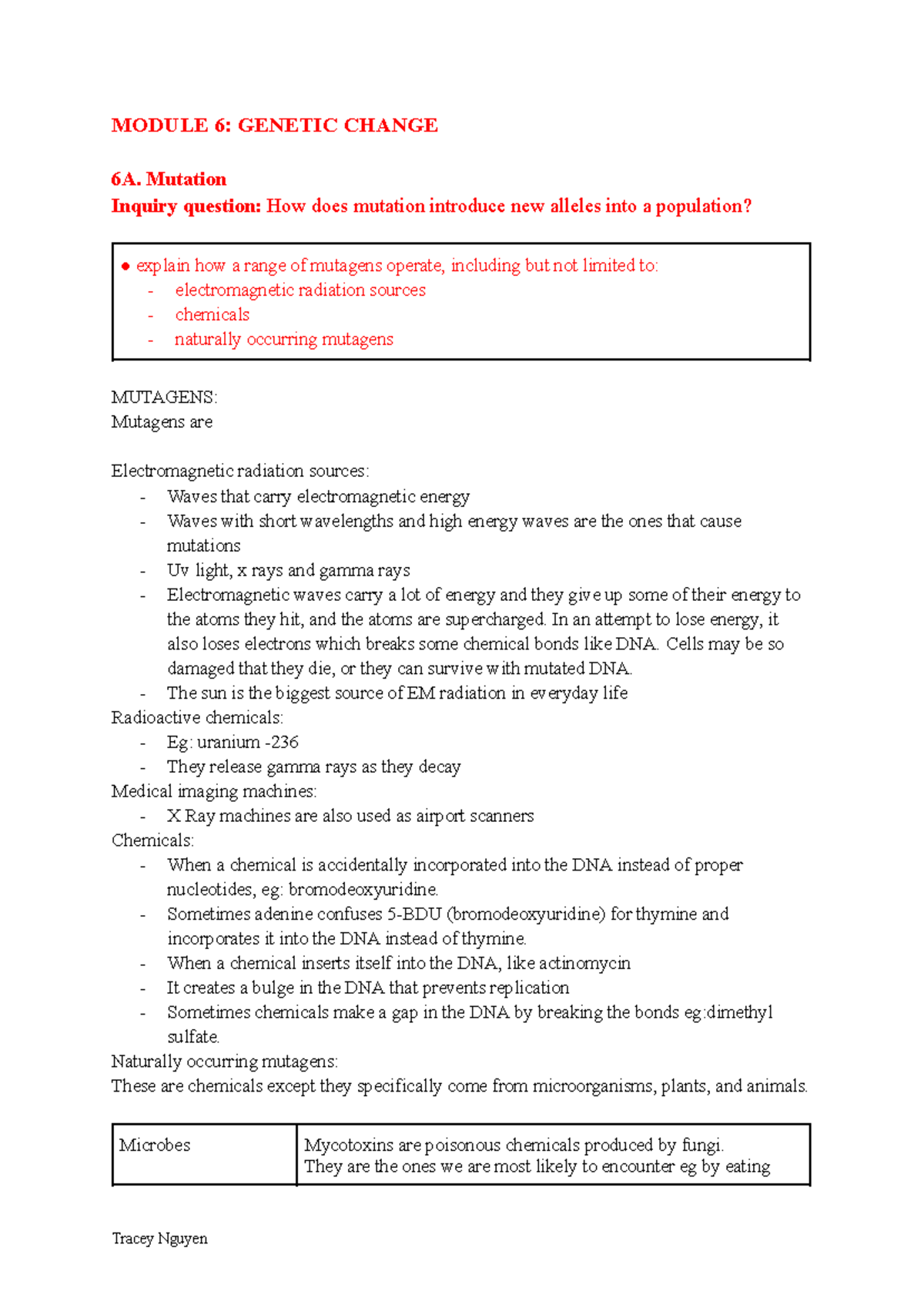 Band 6 bio mod 6 examples for 7 markers - MODULE 6: GENETIC CHANGE 6A ...