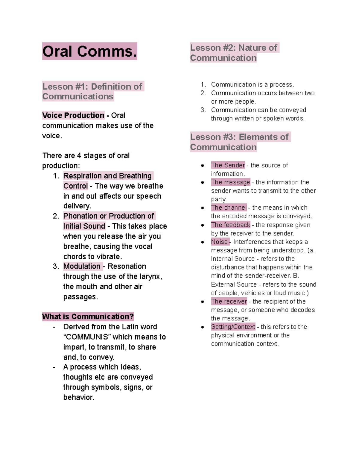 Oral Communication Reviewer - Oral Comms. Lesson #1: Definition of ...