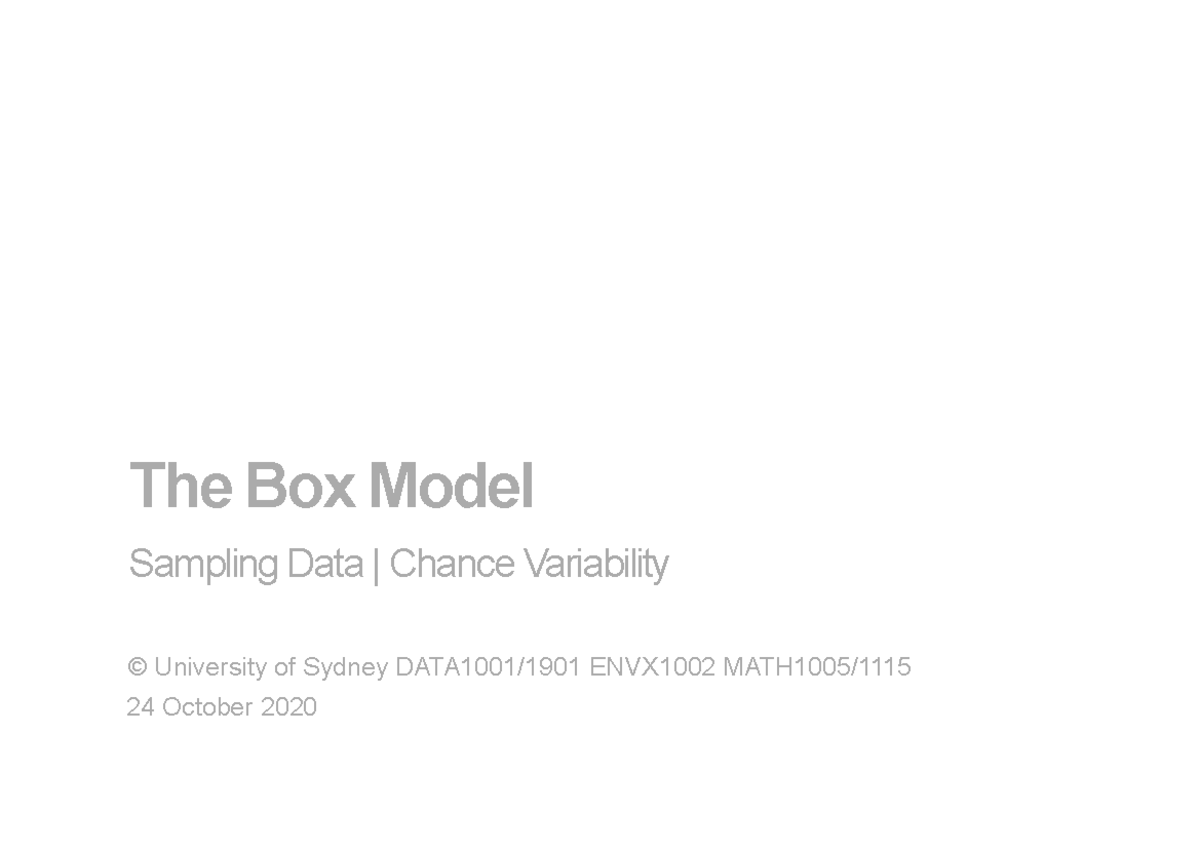 The Box Model - lec - The Box Model Sampling Data | Chance Variability ...