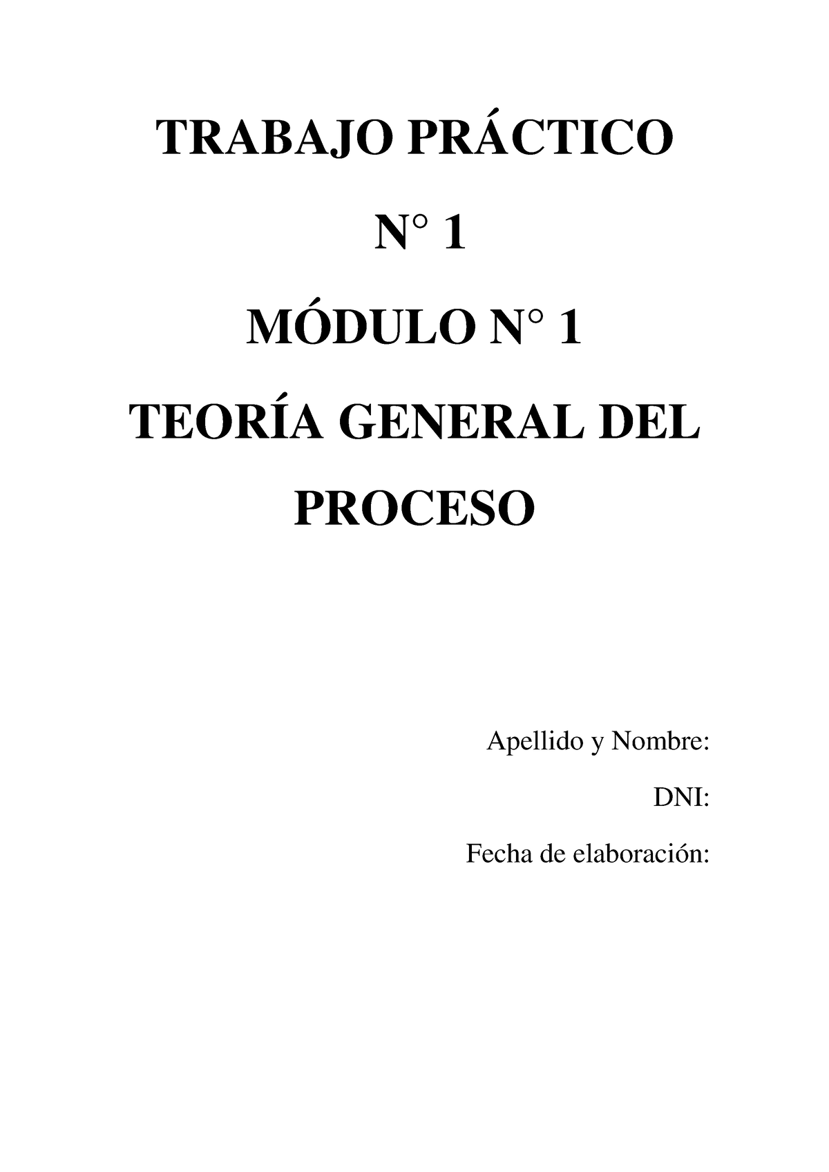 Tp N Teoria Gral Del Proceso Ptos Trabajo Pr Ctico N M Dulo N