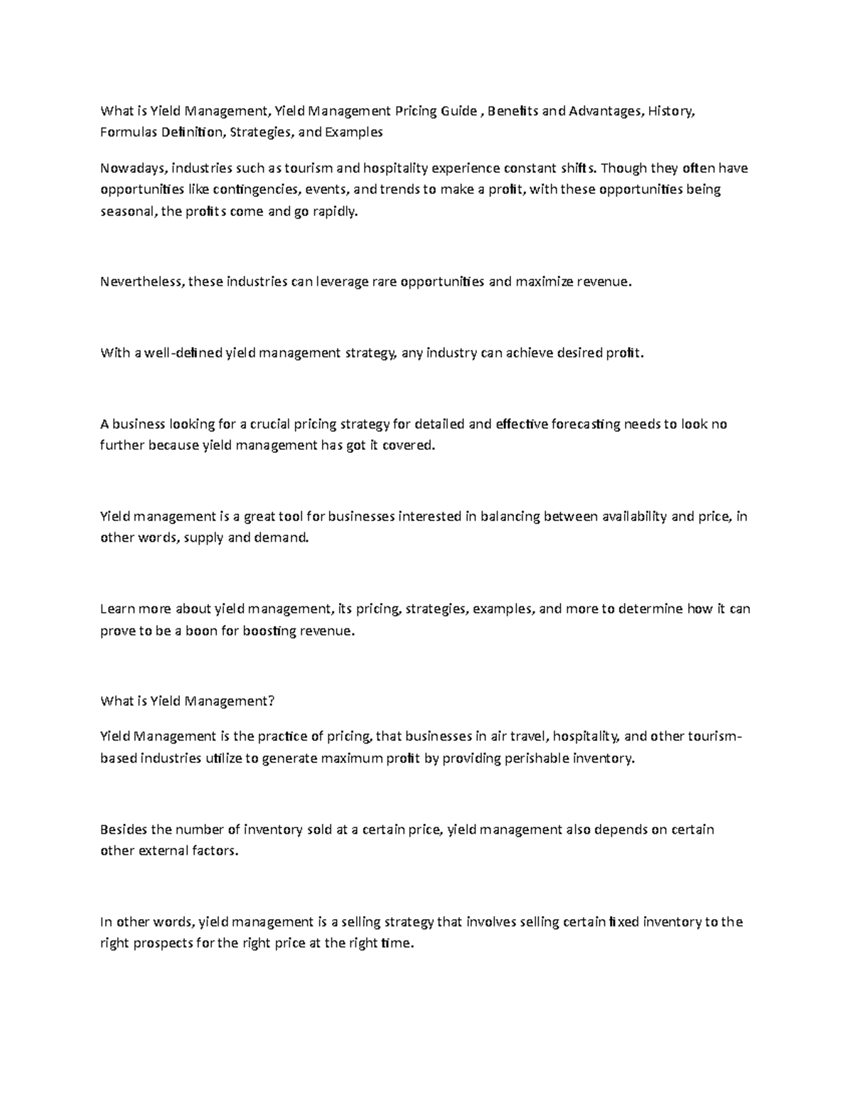 what-is-yield-management-yield-management-pricing-guide-benefits-and