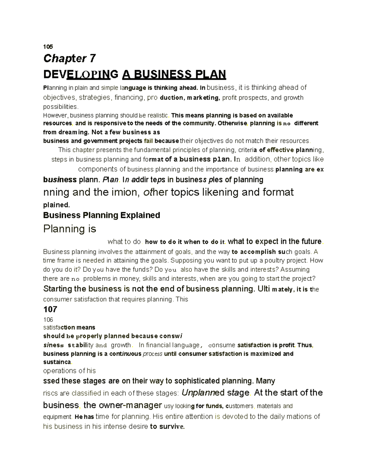 OA 62 Chapter 7 - 105 Chap t er 7 DEVELOPINGABUSINESSPLAN Pl ...