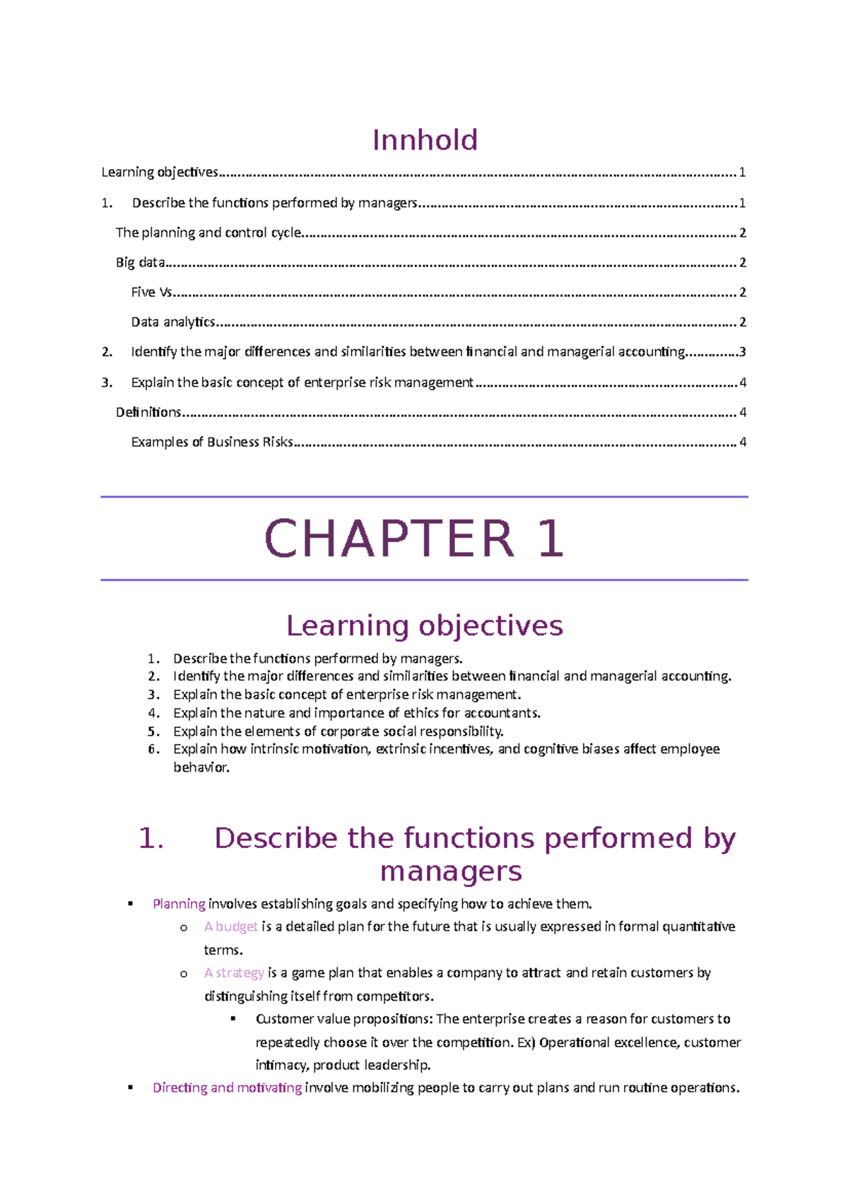 Midterm #1 Notes From The Book - Innhold Learning - Studocu