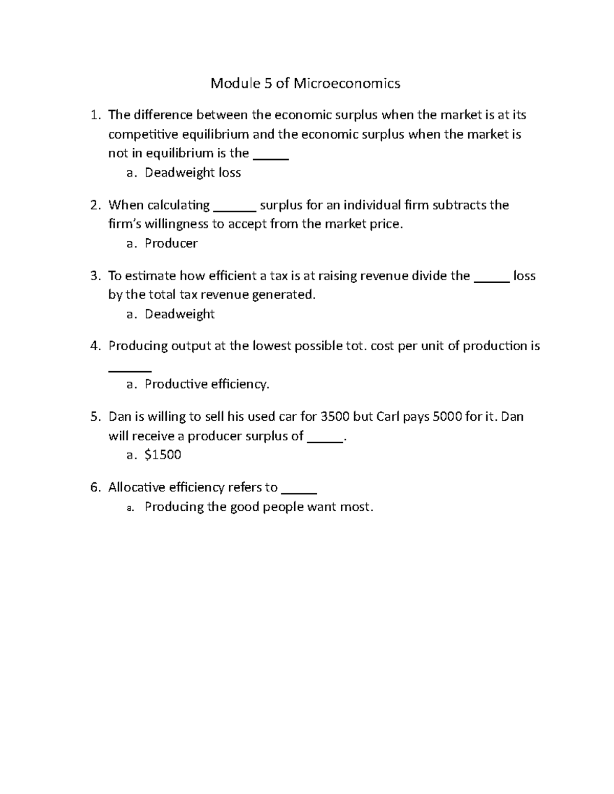 Module 5 Of Microeconomic Part 2 - Module 5 Of Microeconomics The ...