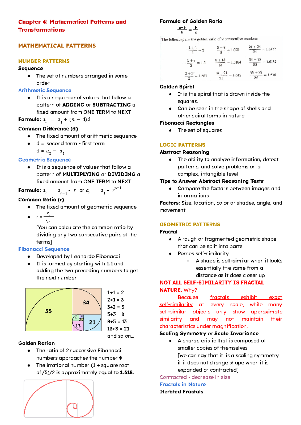 Mathematics in the Modern World - Chapter 4: Mathematical Patterns and ...