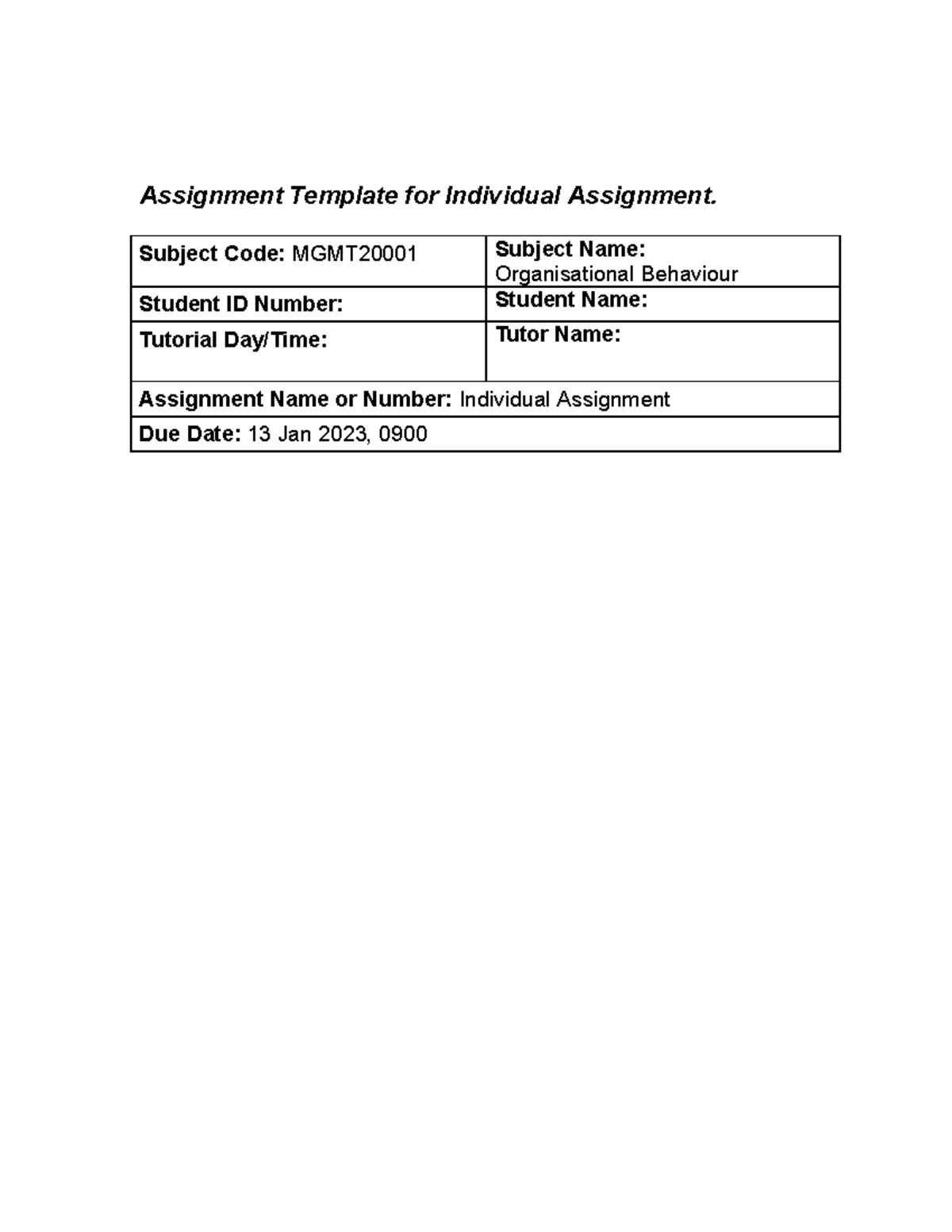 individual assignment translation