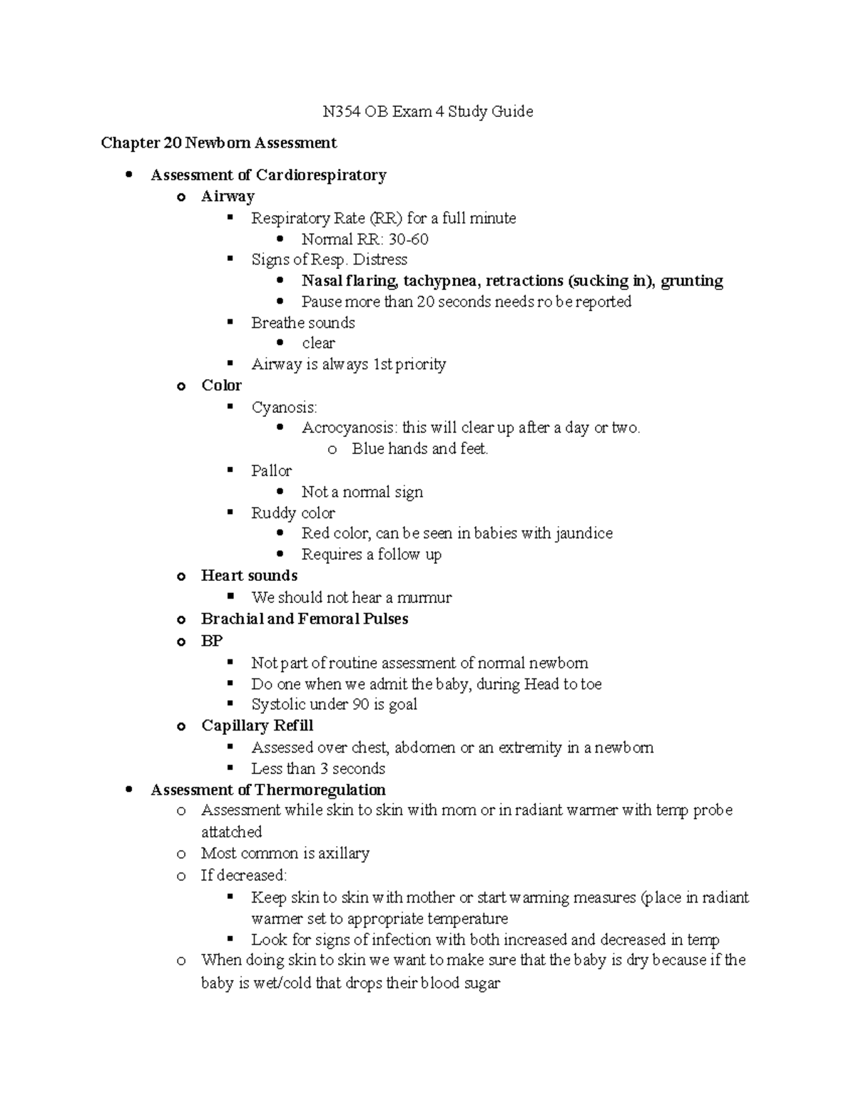 N354 OB Exam 4 Study Guide - N354 OB Exam 4 Study Guide Chapter 20 ...