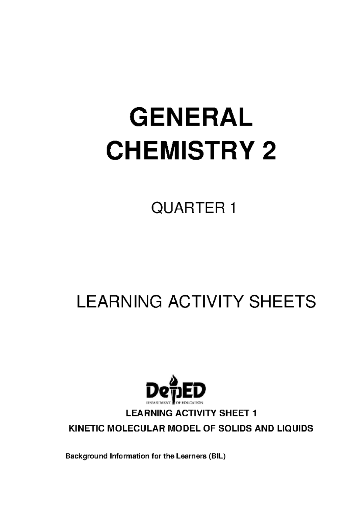 Gen Chem LAS 1 4 - General Chemistry - GENERAL CHEMISTRY 2 QUARTER 1 ...