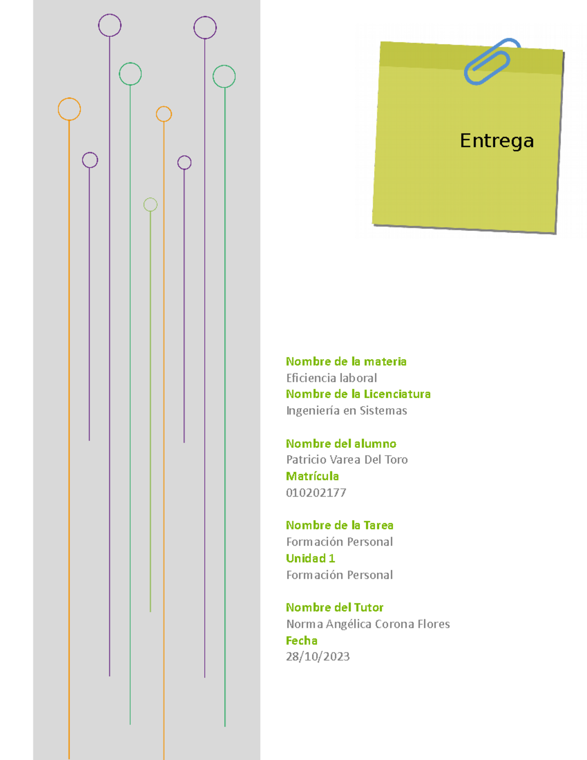 Eficiencia Laboral Semana 1 - Nombre De La Materia Eficiencia Laboral ...