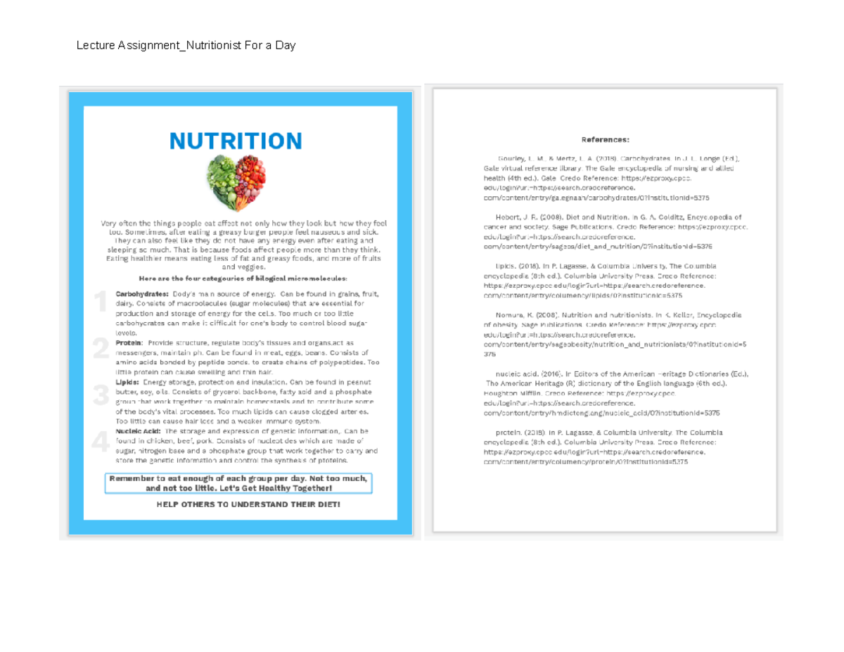 introduction for nutrition assignment