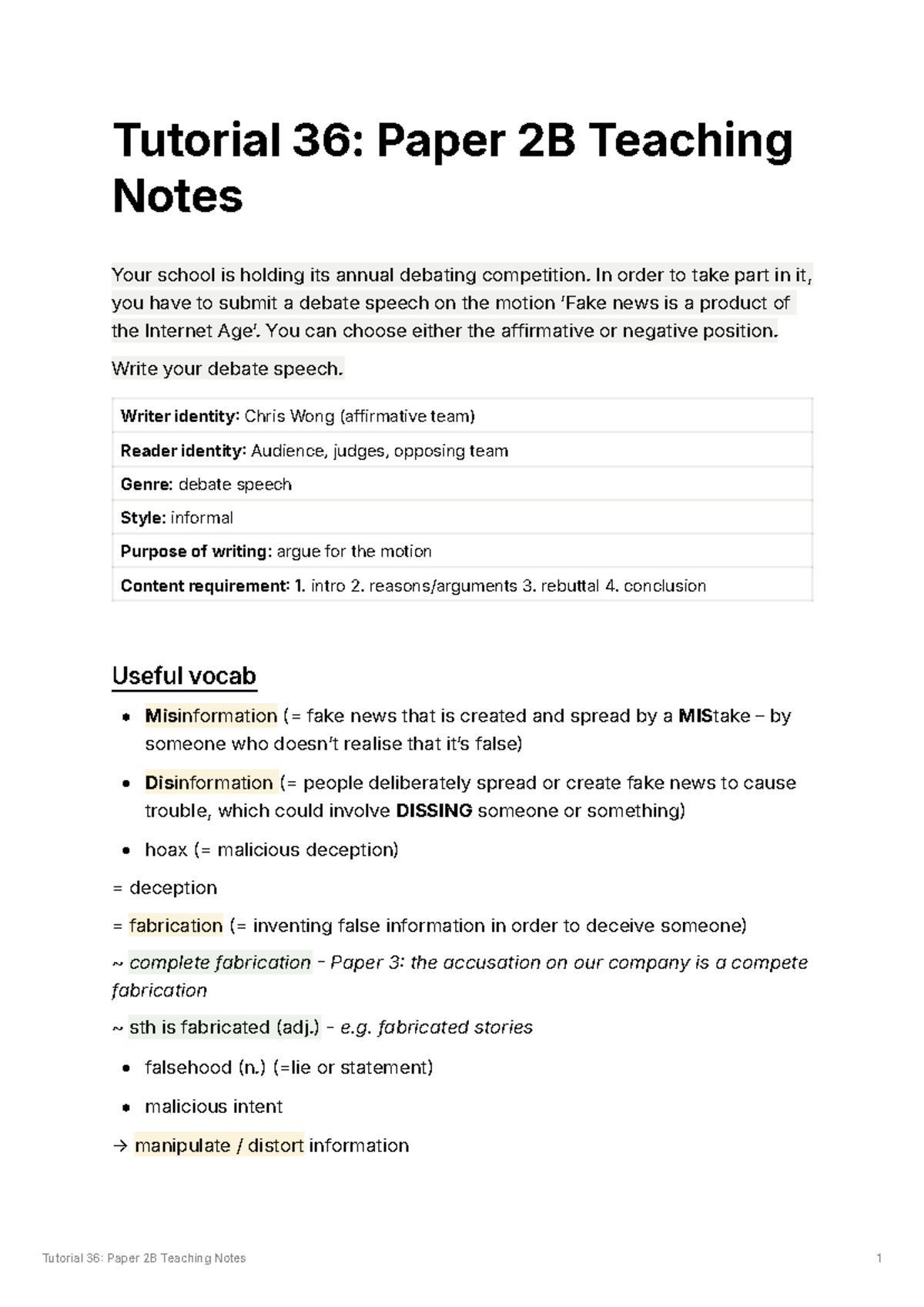 tutoring Teaching Notes - Tutorial 36: Paper 2B Teaching Notes Your ...