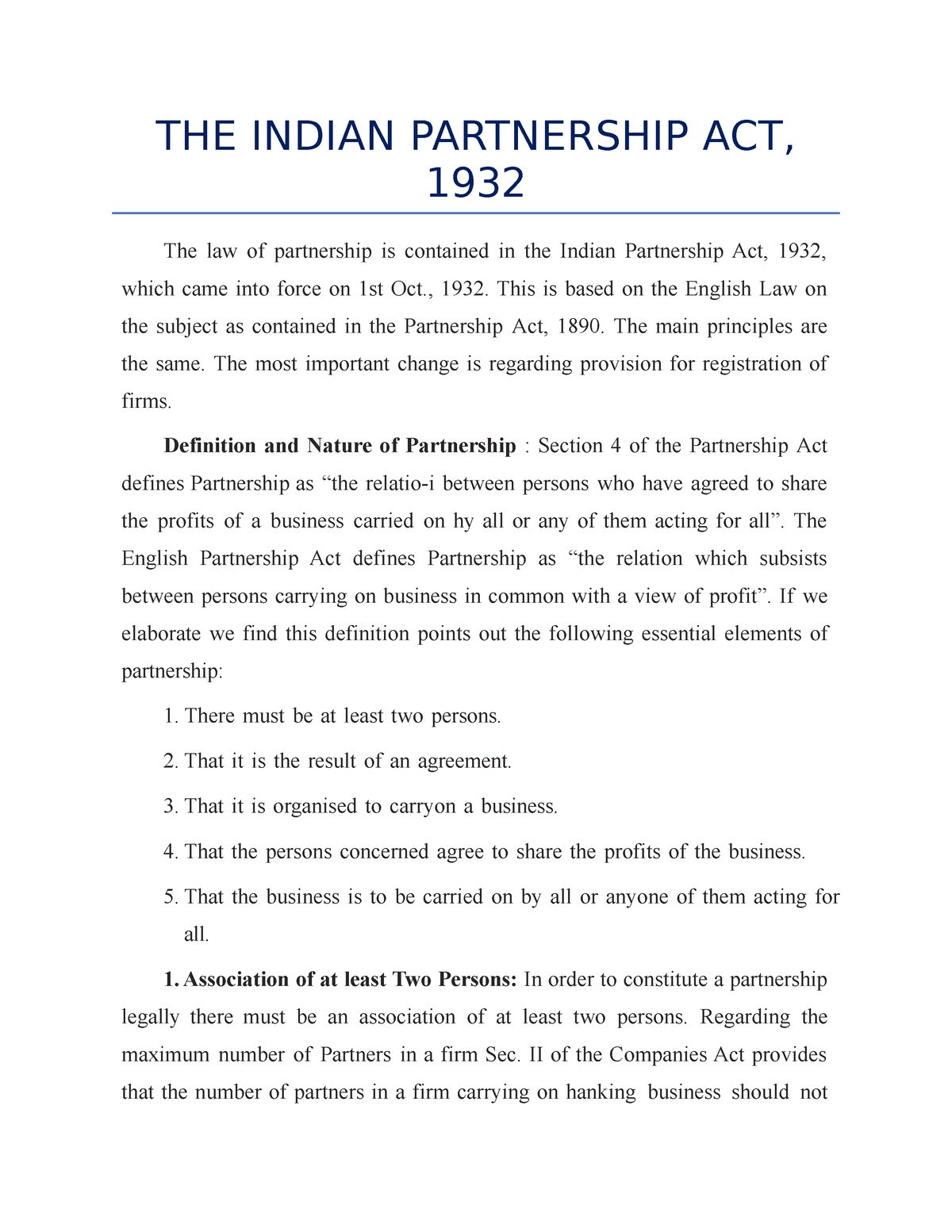 case study on indian partnership act 1932