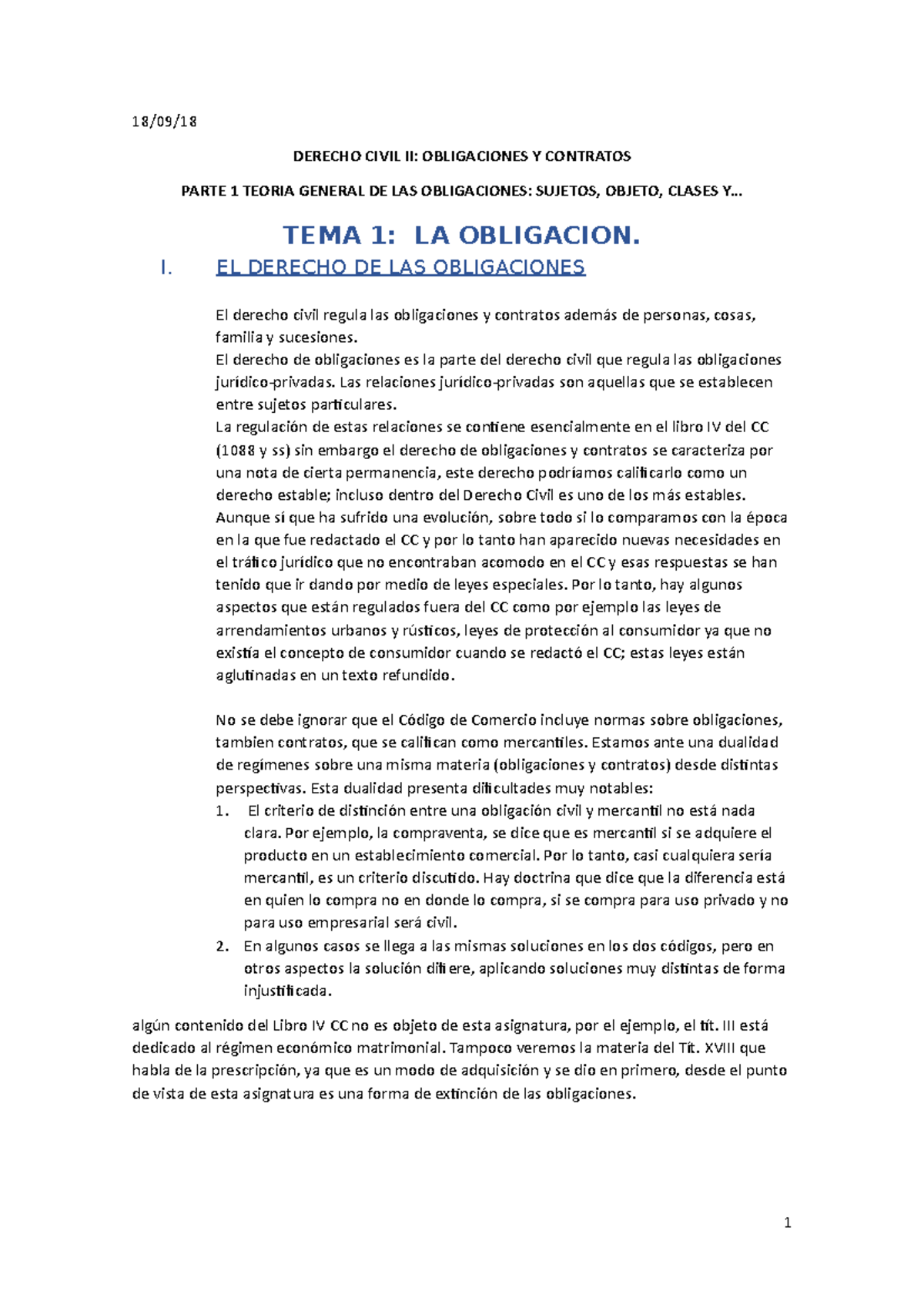 Civil II Apuntes Temas 1-5 - 18/09/ DERECHO CIVIL II: OBLIGACIONES Y ...