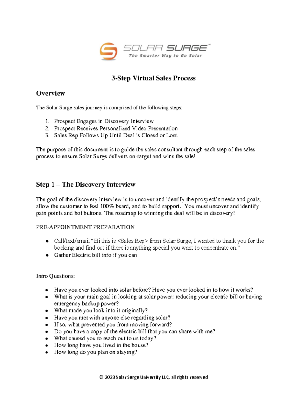 Solar Surge Virtual Sales Process - 3 - Step Virtual Sales Process ...