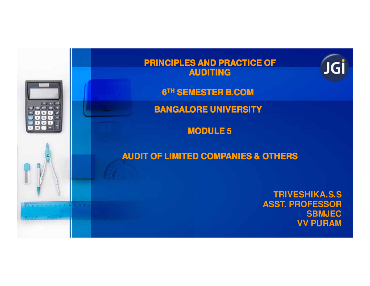 Principles And Practice Of Auditing Vi Sem Bcom Module 5 - PRINCIPLES ...