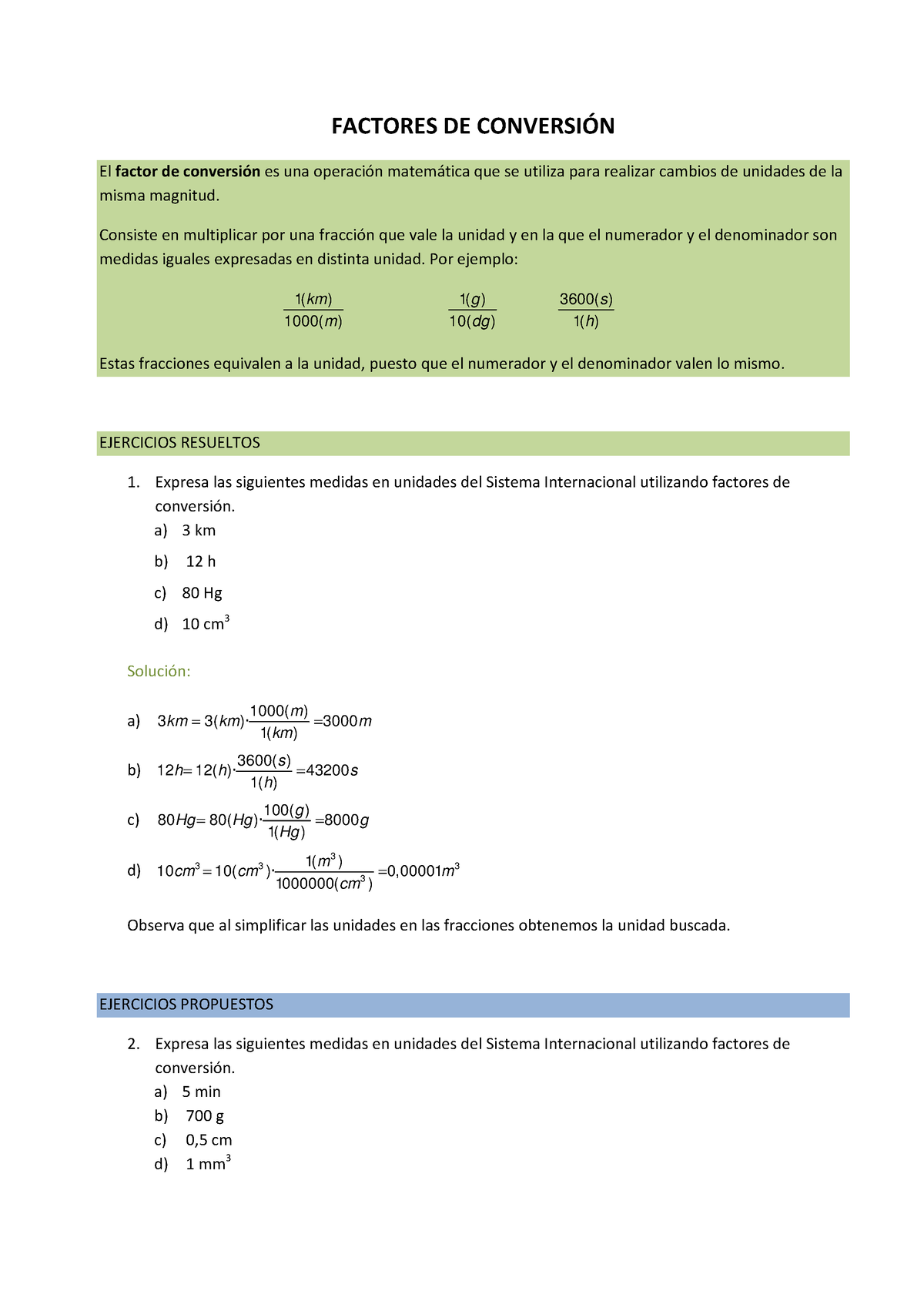 Ficha factores de conversión Studocu