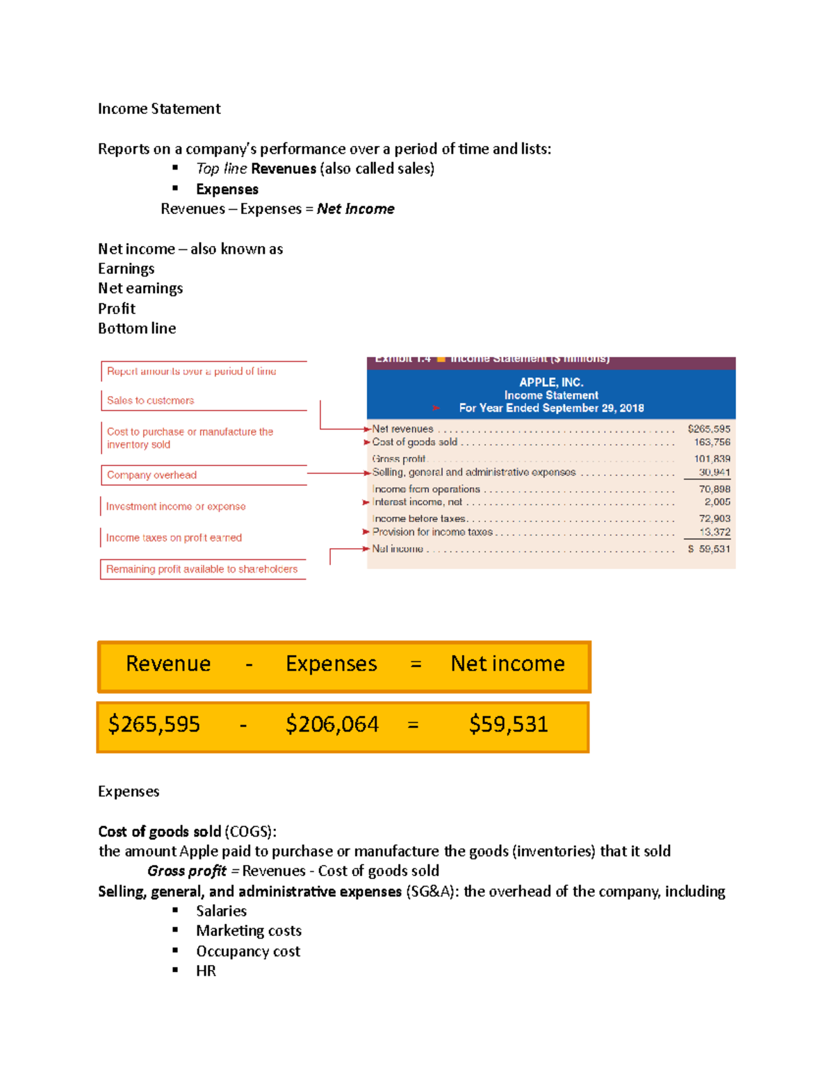Income Statement - Lecture notes 49 - Income Statement Reports on a ...