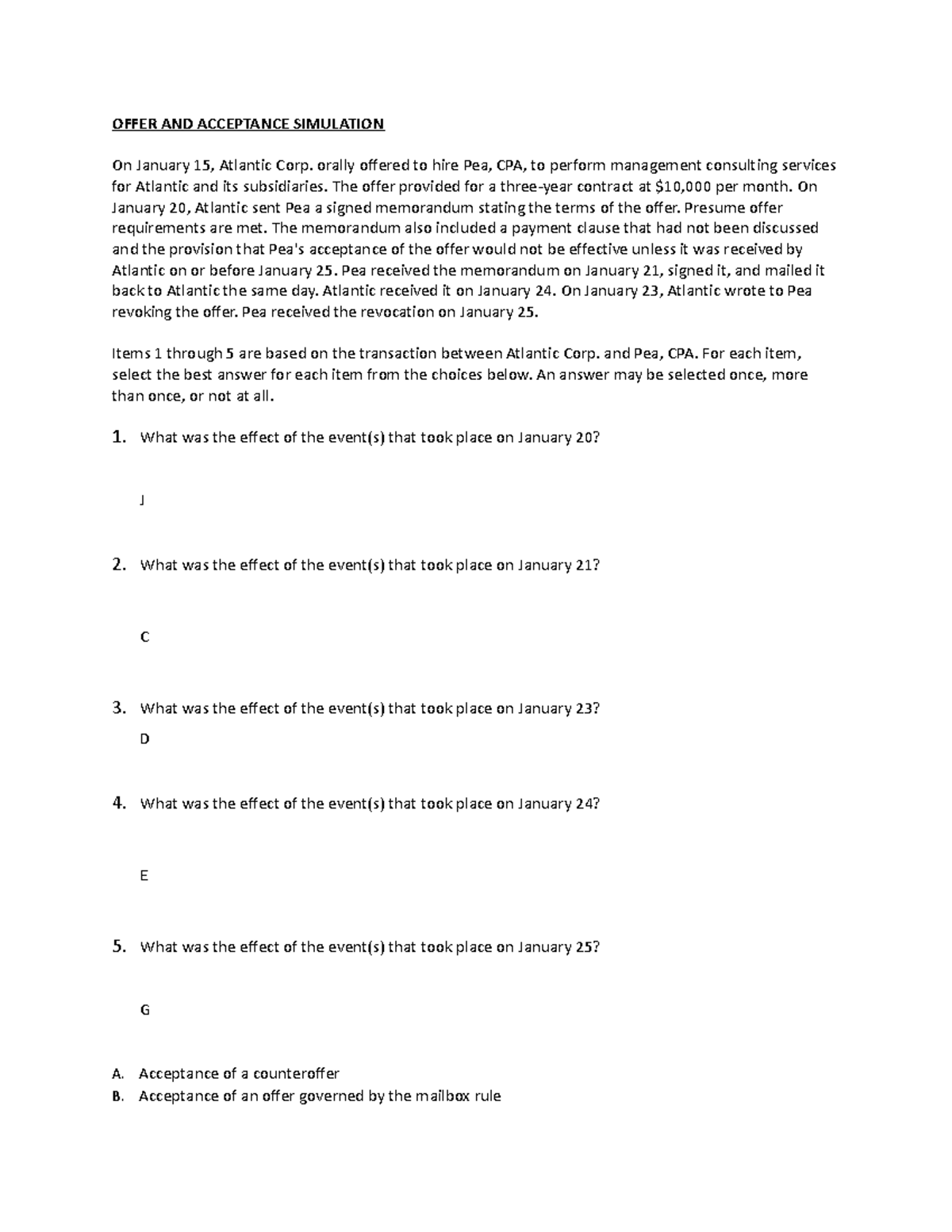 Offer and Acceptance Simulation - OFFER AND ACCEPTANCE SIMULATION On ...