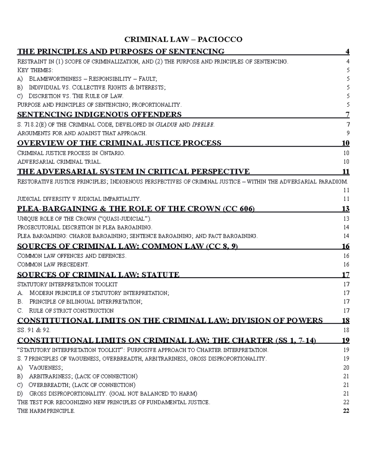 Criminal I (Paciocco) 2017 v CRIMINAL LAW PACIOCCO THE PRINCIPLES