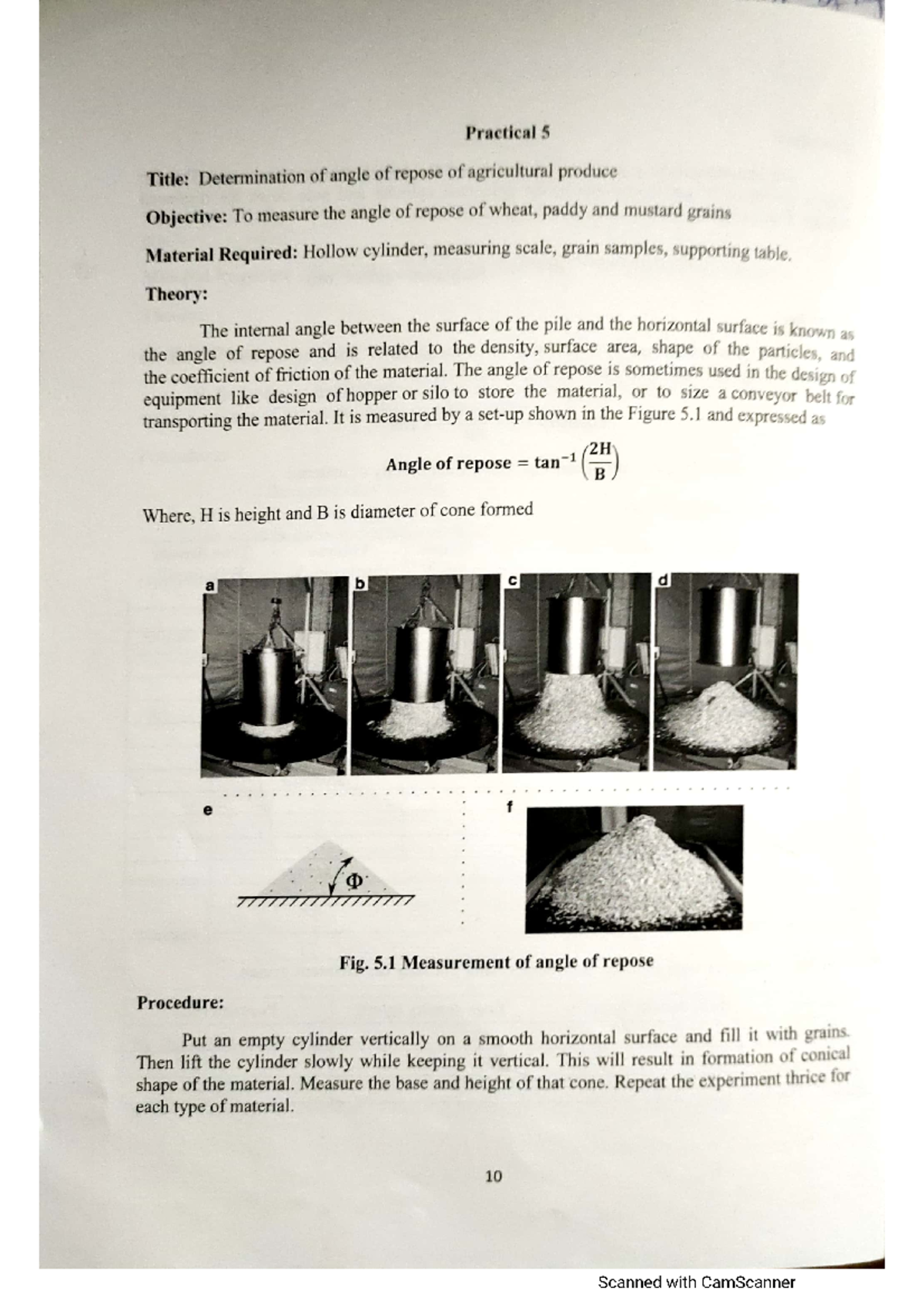 Angle of repose this is efficient material determination of angle