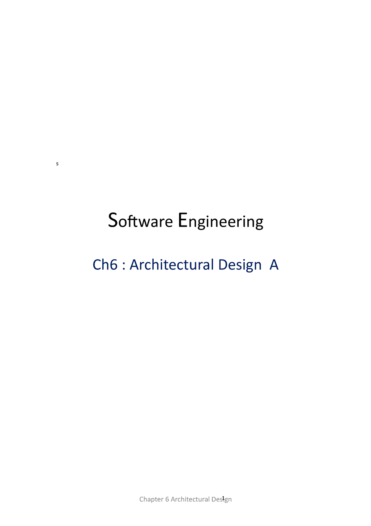 Software Engineering - Architectural Design 1 - S Software Engineering ...