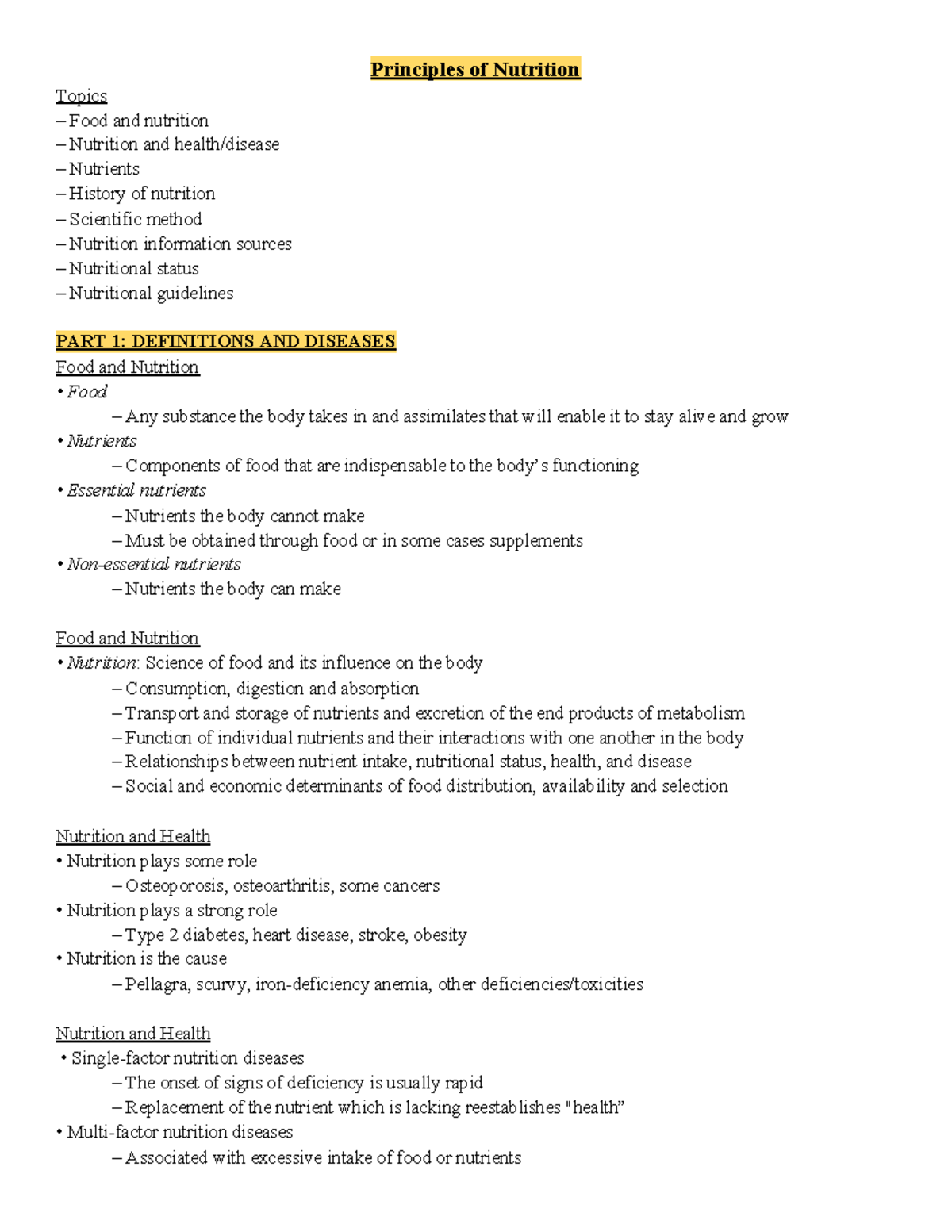 NTR-108 Test Review week 1 - Principles of Nutrition Topics Food and ...