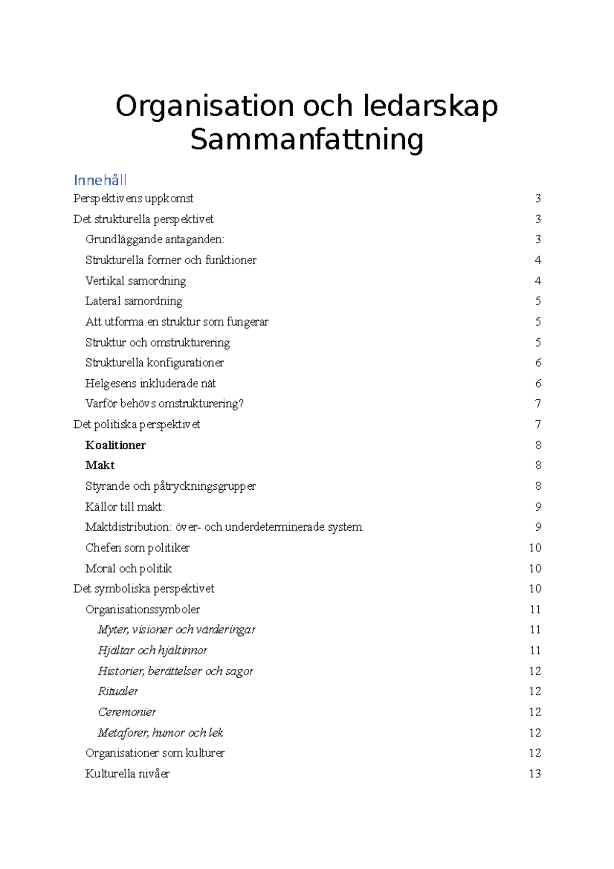 Guidetill VG - övning - Organisation Och Ledarskap Sammanfattning ...