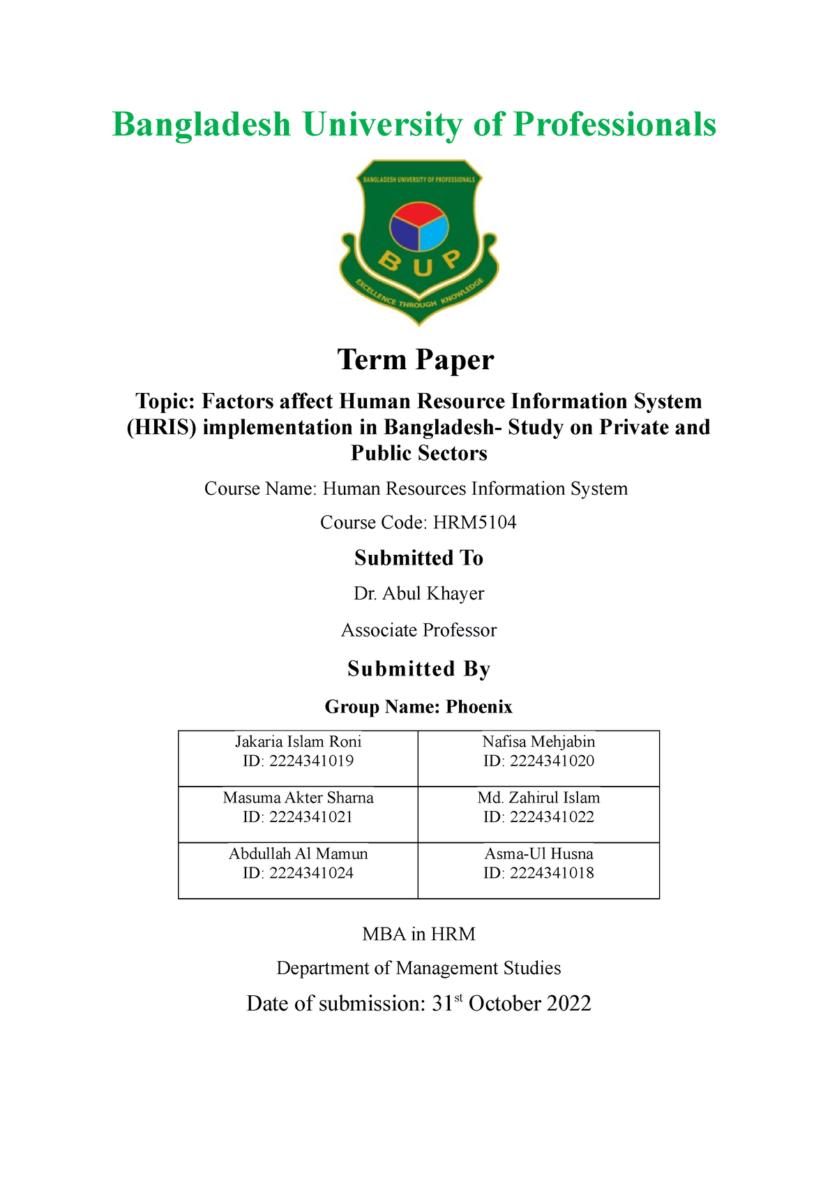 term paper bangladesh