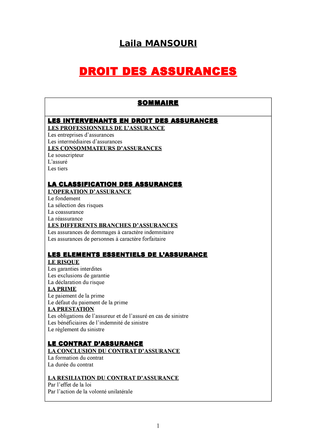 dissertation en droit des assurances