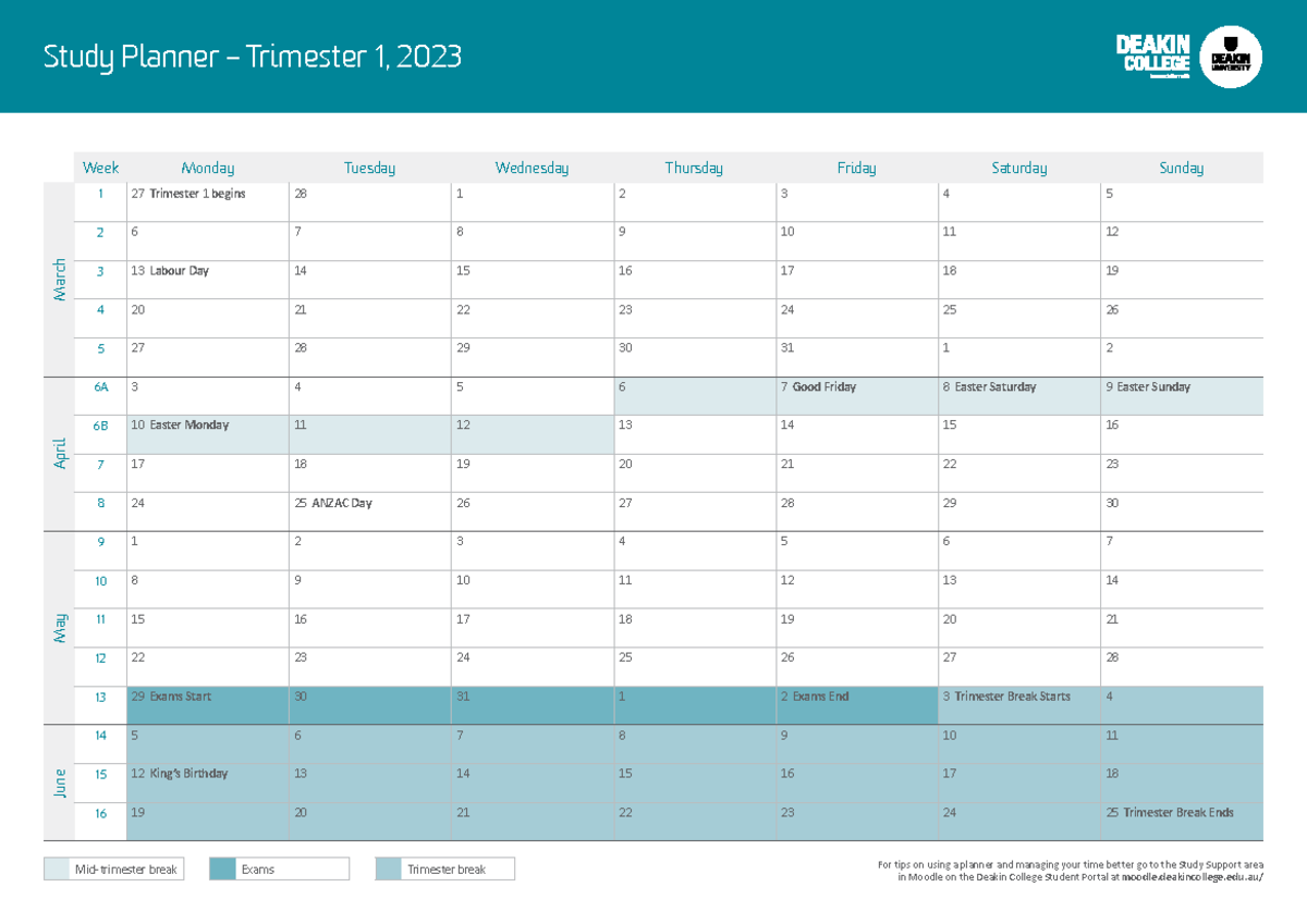 deakin university assignment planner