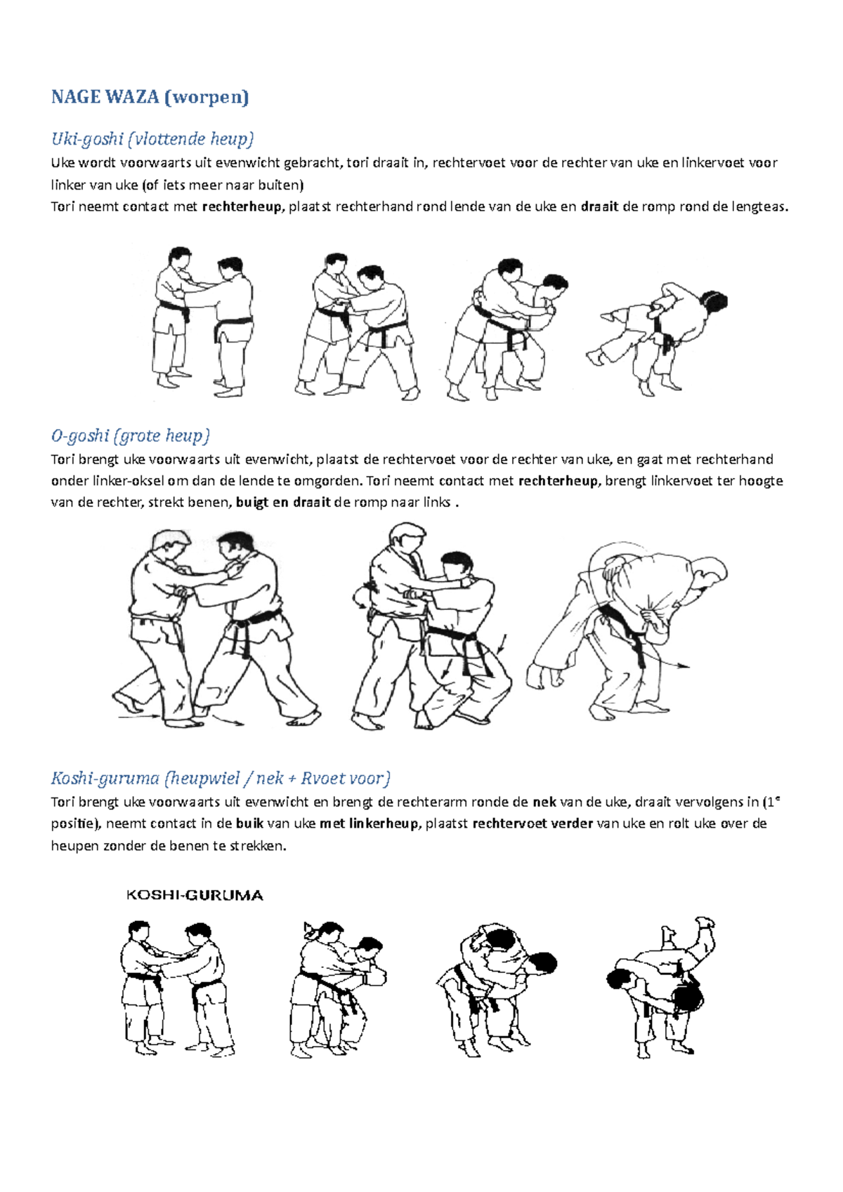 Worpenjudo Collegeaantekeningen worpen NAGE WAZA (worpen) Uki