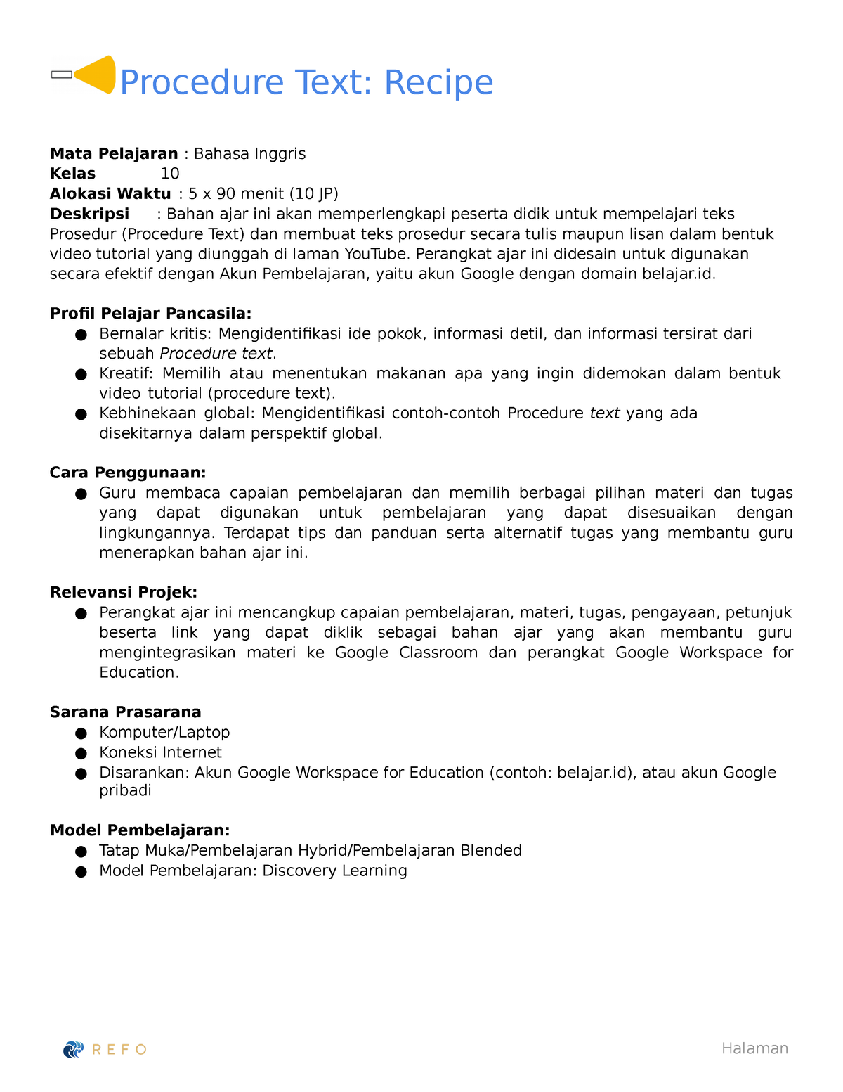 Bahasa Inggris Bahan Ajar 10 Procedural Text-Recipe - Halaman Procedure ...