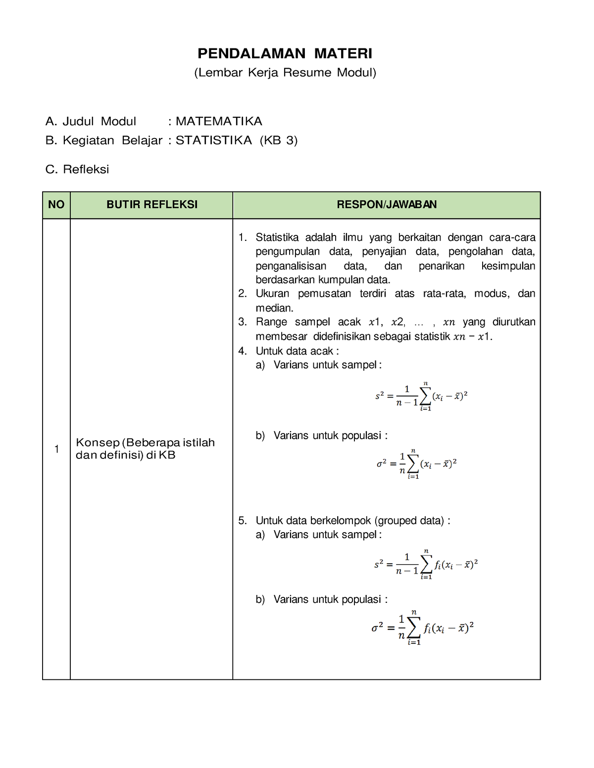 LK- Resume KB 3 - MODUL - PENDALAMAN MATERI (Lembar Kerja Resume Modul ...